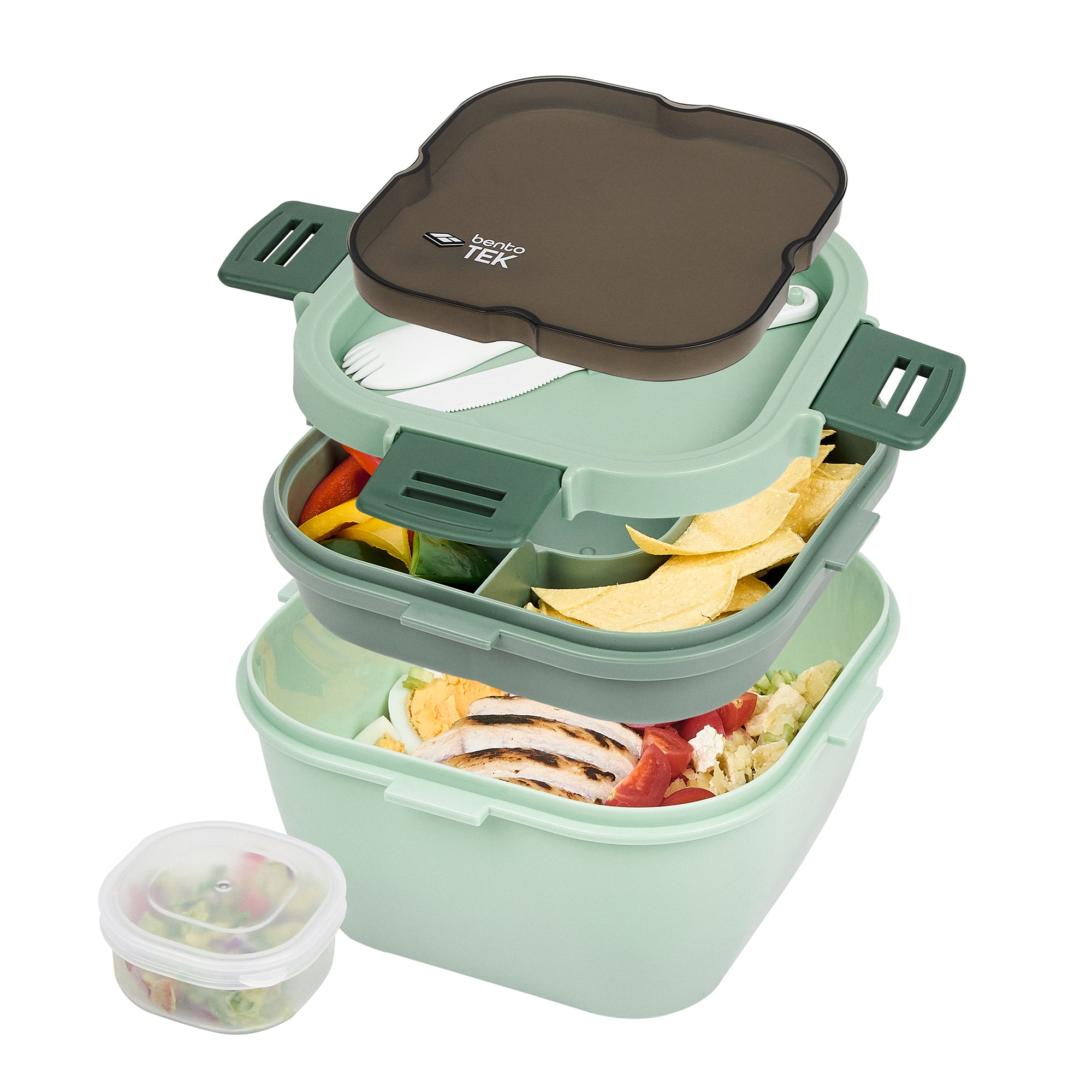 Bento Tek 58 oz Eco-Friendly Lunch Box - BPA Free, Microwave & Dishwasher Safe, Includes Fork & Knife (7.25