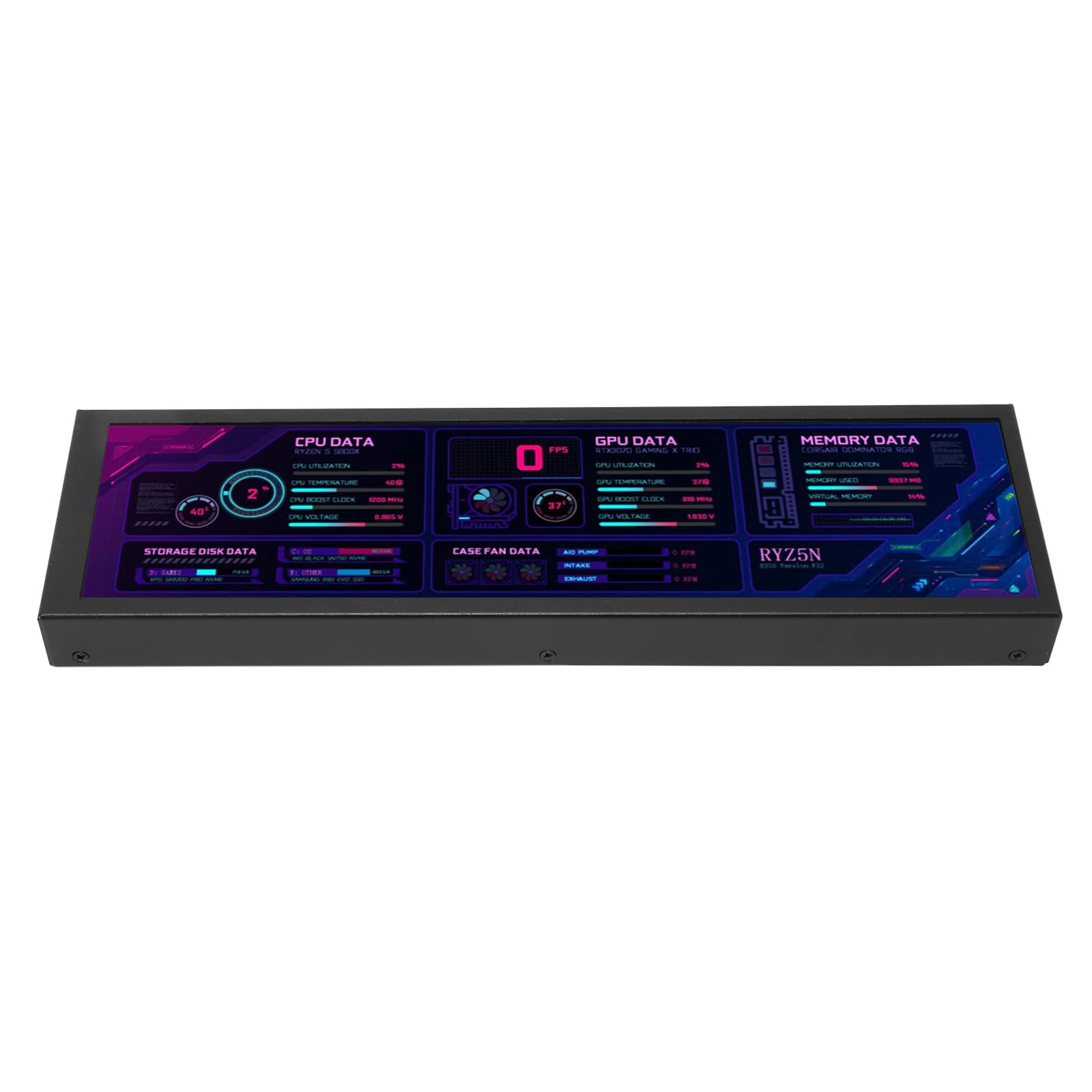 8.8 Inch Computer Temperature Monitor Metal IPS Case for Laptop & Notebook - AIDA64 Compatible Secondary Display Chassis for Single Board Computers (Black) | Perfect for PC Builds, Gaming Rigs & DIY Electronics Projects