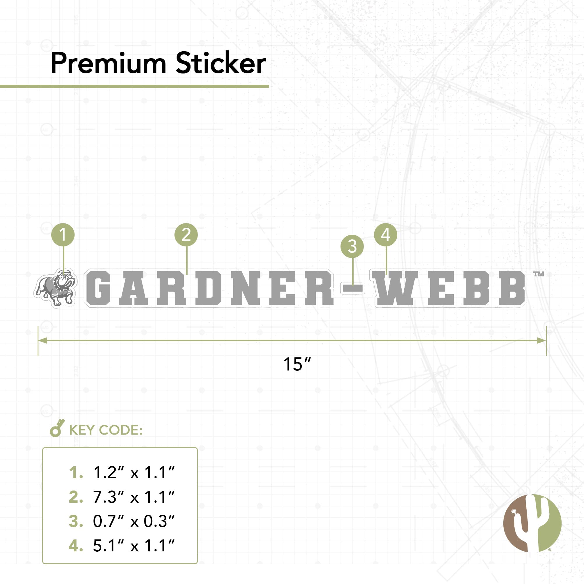 Desert Cactus GWU Sticker - Gardner-Webb University Runnin' Bulldogs Vinyl Decal for Laptop, Water Bottle, Car & Scrapbook (15 Inch) - Perfect for College Pride, School Spirit & Fan Gifts