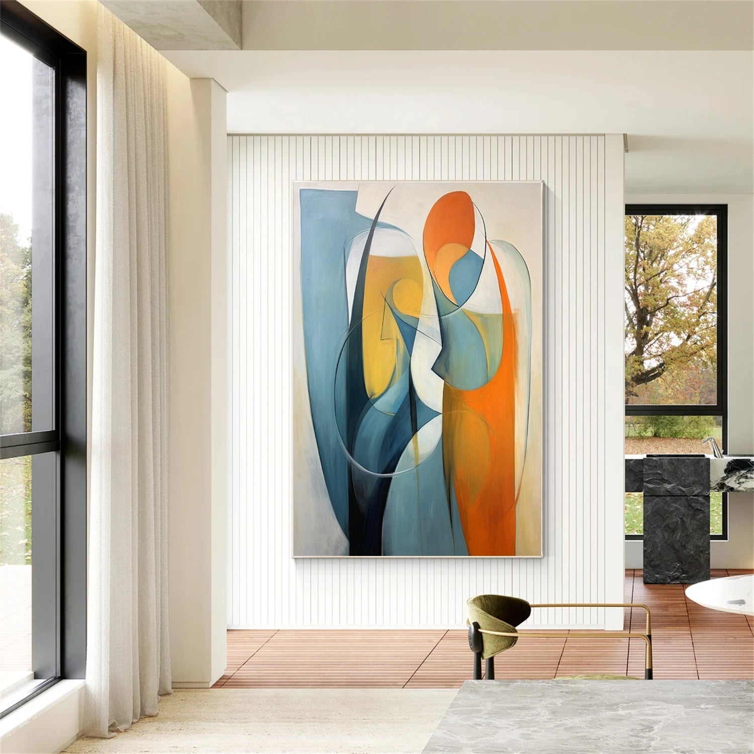 Contemporary Abstract Minimalist Wall Art Painting - Modern Home Decor for Living Room, Bedroom & Office - #CW016