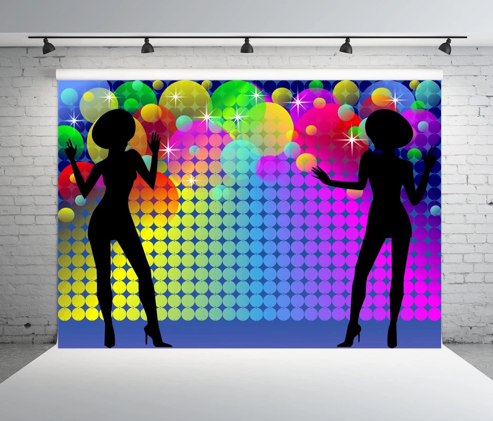 Vintage Disco Party Backdrop 8x6ft - 80s 90s Neon Music Theme Photography Background for Ballroom Nights, Birthday Parties & Photo Booths | Perfect for Disco-Themed Events, Retro Celebrations & Social Media Content Creation