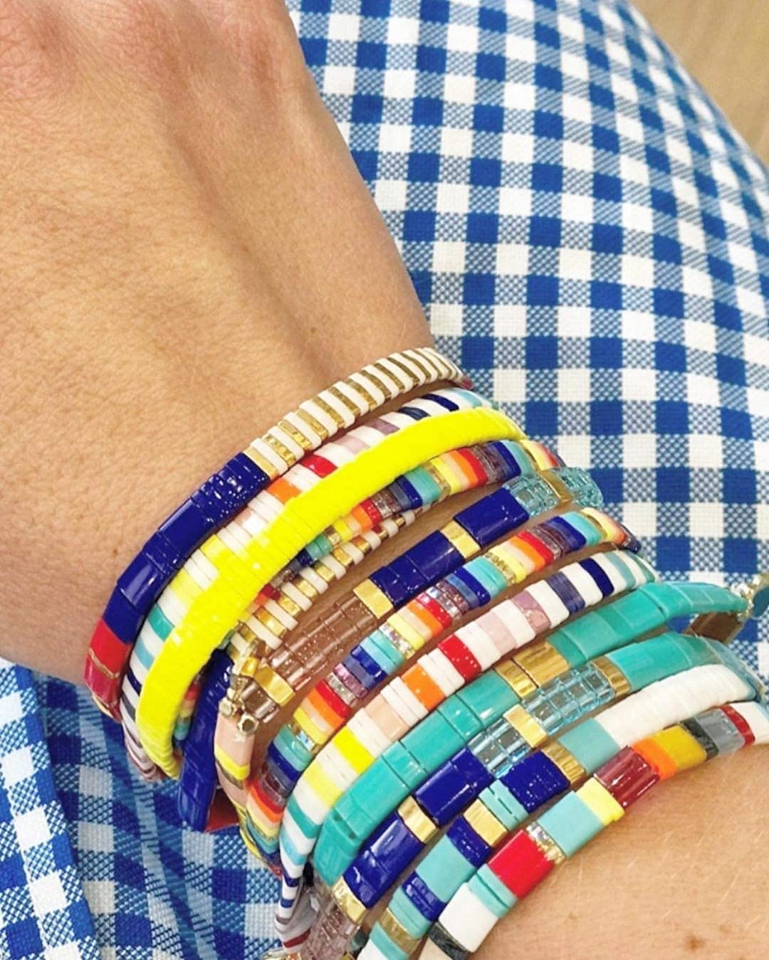 KELITCH Women's Tila Beads Charm Bracelet - Stretchable Wrap Friendship Bracelet in Candy Colors for Everyday Wear, Gift Giving & Boho Fashion Accessories