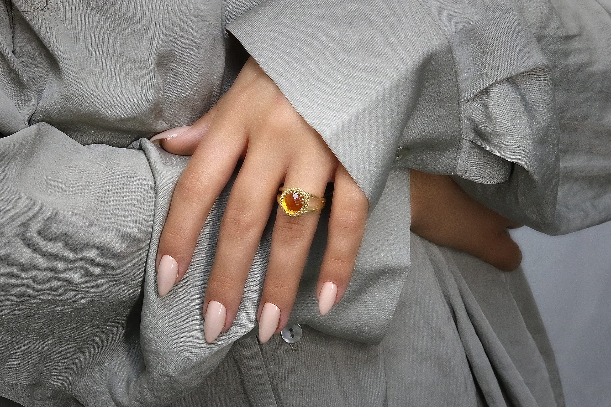 Vintage Citrine Ring for Women - Handmade Gold Jewelry for Gifts | Wedding, Anniversary