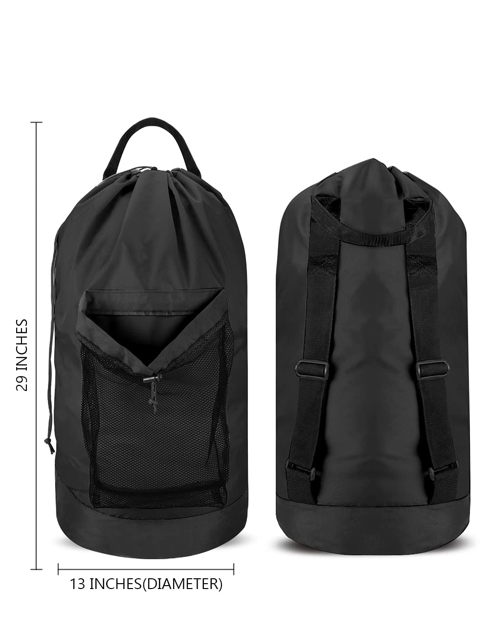 Dalykate Laundry Backpack - Durable Nylon Drawstring Clothes Hamper with Shoulder Straps & Mesh Pocket | Perfect for College Students, Travel, Laundromat & Apartment Use | Portable Laundry Solution for Dorms, Camping & Gym