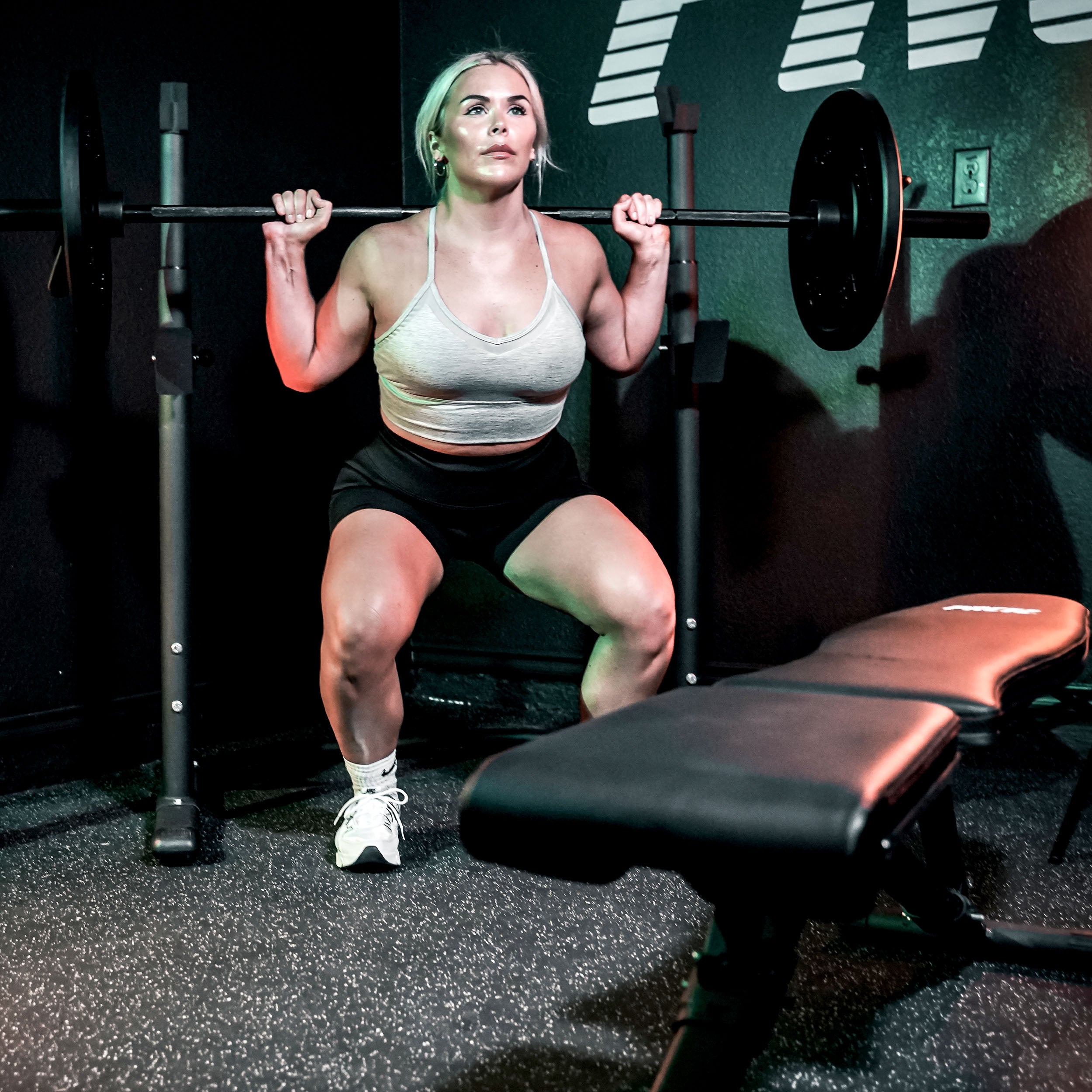 PRCTZ SP2 Home Gym Bundle - Olympic Weight Bench with Squat Rack, 7ft Olympic Barbell, 45lb Rubber Bumper Plates & 40lb Adjustable Dumbbells - Perfect for Home Workouts, Strength Training & CrossFit