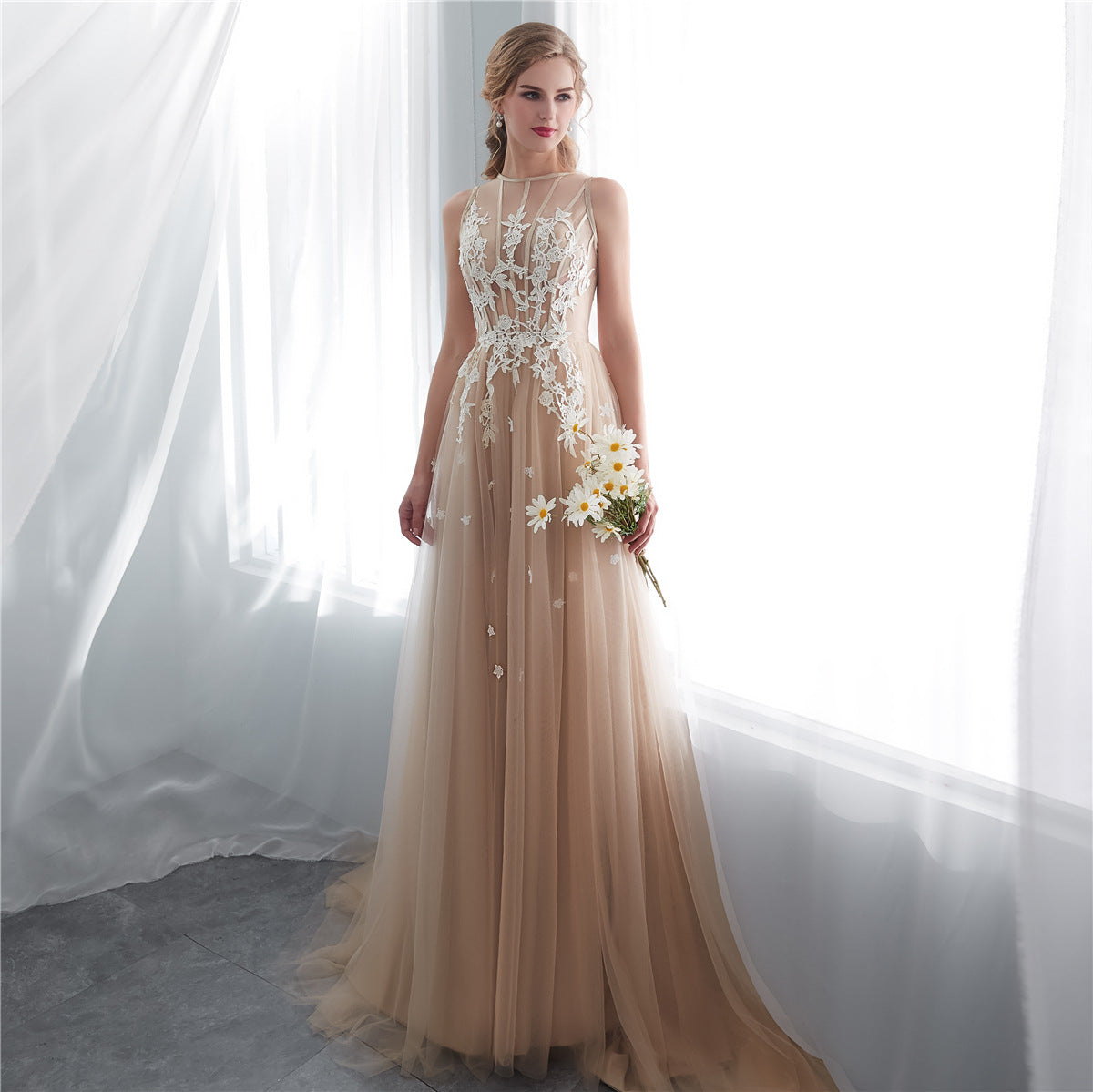 Elegant Applique Tulle Long Prom Dress - A-Line Evening Gown for Formal Parties & Special Occasions | Perfect for Homecoming, Wedding Guest & Black Tie Events