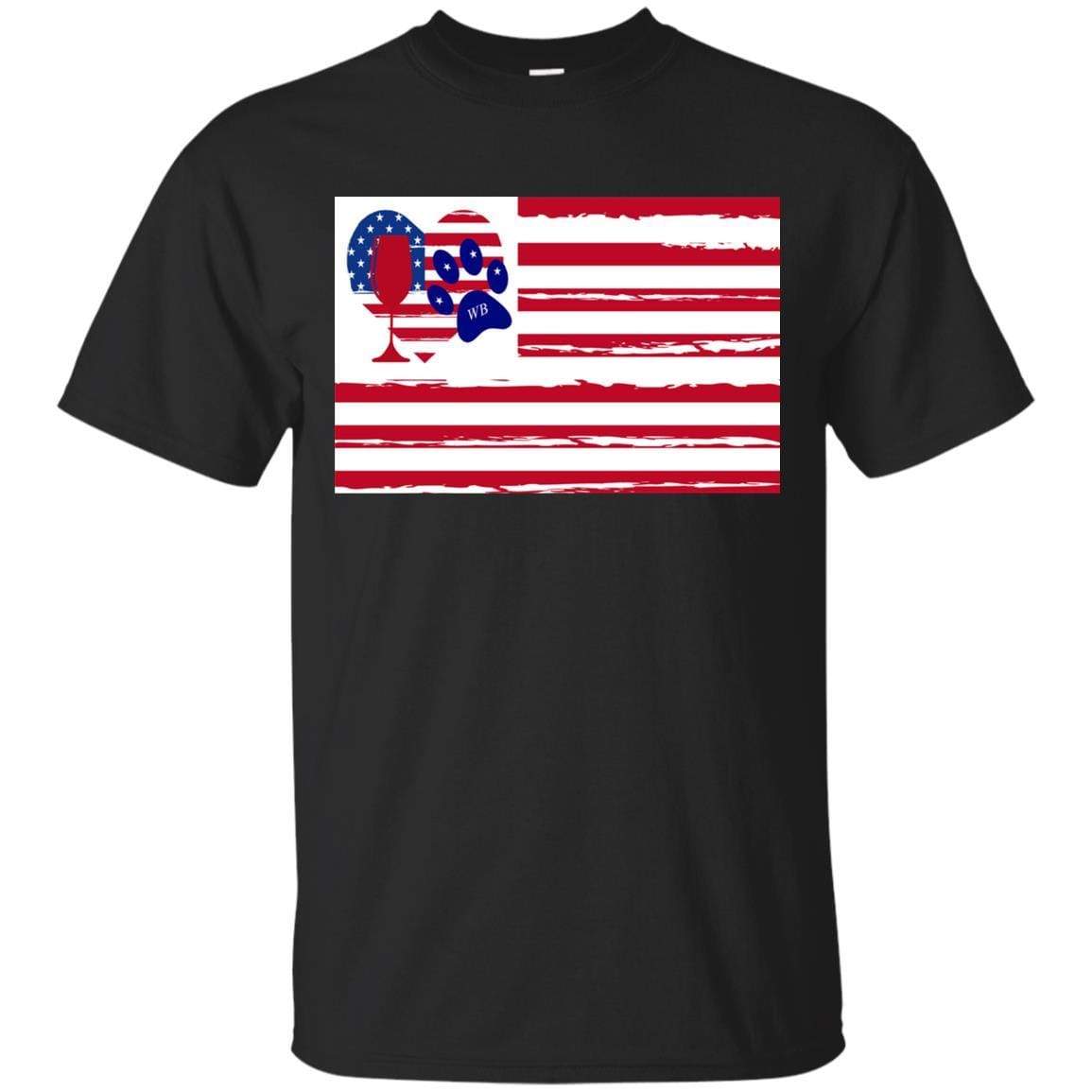 American Flag Wine Paw Heart T-Shirt - Ultra Cotton Comfort for Patriotic Pet Lovers | Perfect for 4th of July, BBQ Parties & Dog-Themed Events