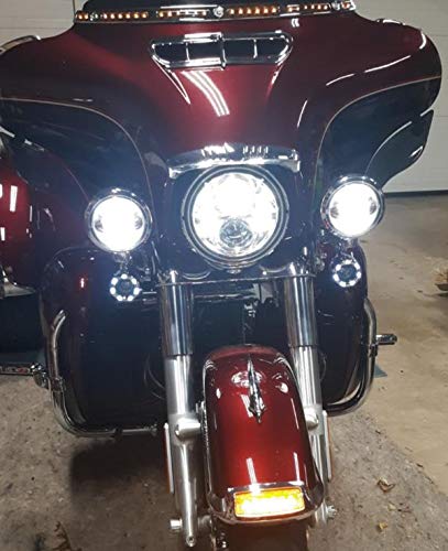 Eagle Lights 2 Inch Infinity Beam LED Turn Signal Kit for Harley Davidson - Chrome 1157 Front & 1156 Rear with Running Light Ring - Perfect for Night Riding & Custom Motorcycle Upgrades