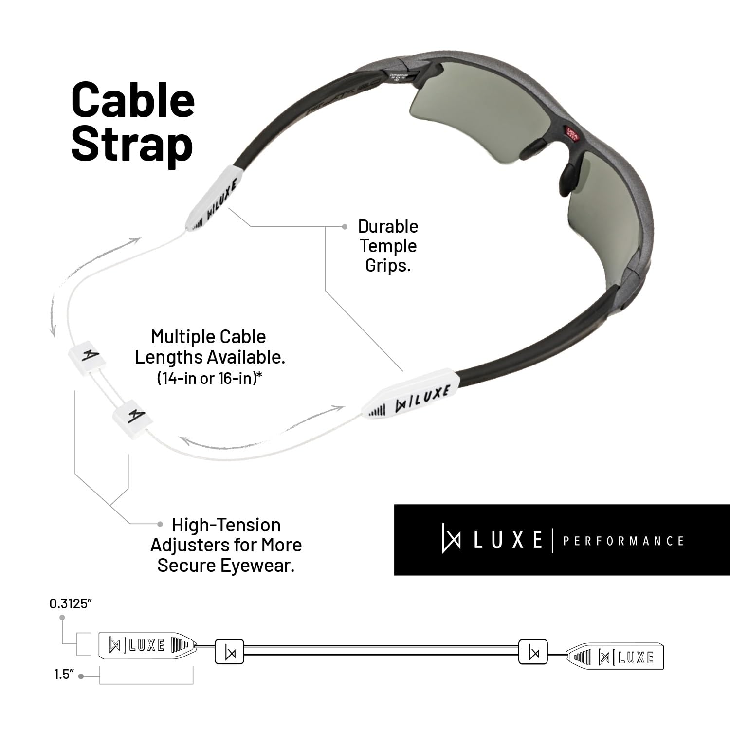 Adjustable Glasses Strap - Secure Eyewear Retainer for Sunglasses & Eyeglasses | Anti-Slip Cable Straps | Perfect for Sports, Running, Hiking & Outdoor Activities