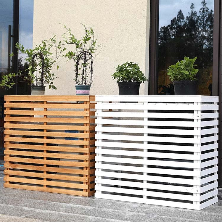 Decorative Wooden Air Conditioner Cover for Outdoor AC Units - Plant Stand with Top Cover, Noise Reduction - Perfect for Patio, Garden, and Backyard Decoration
