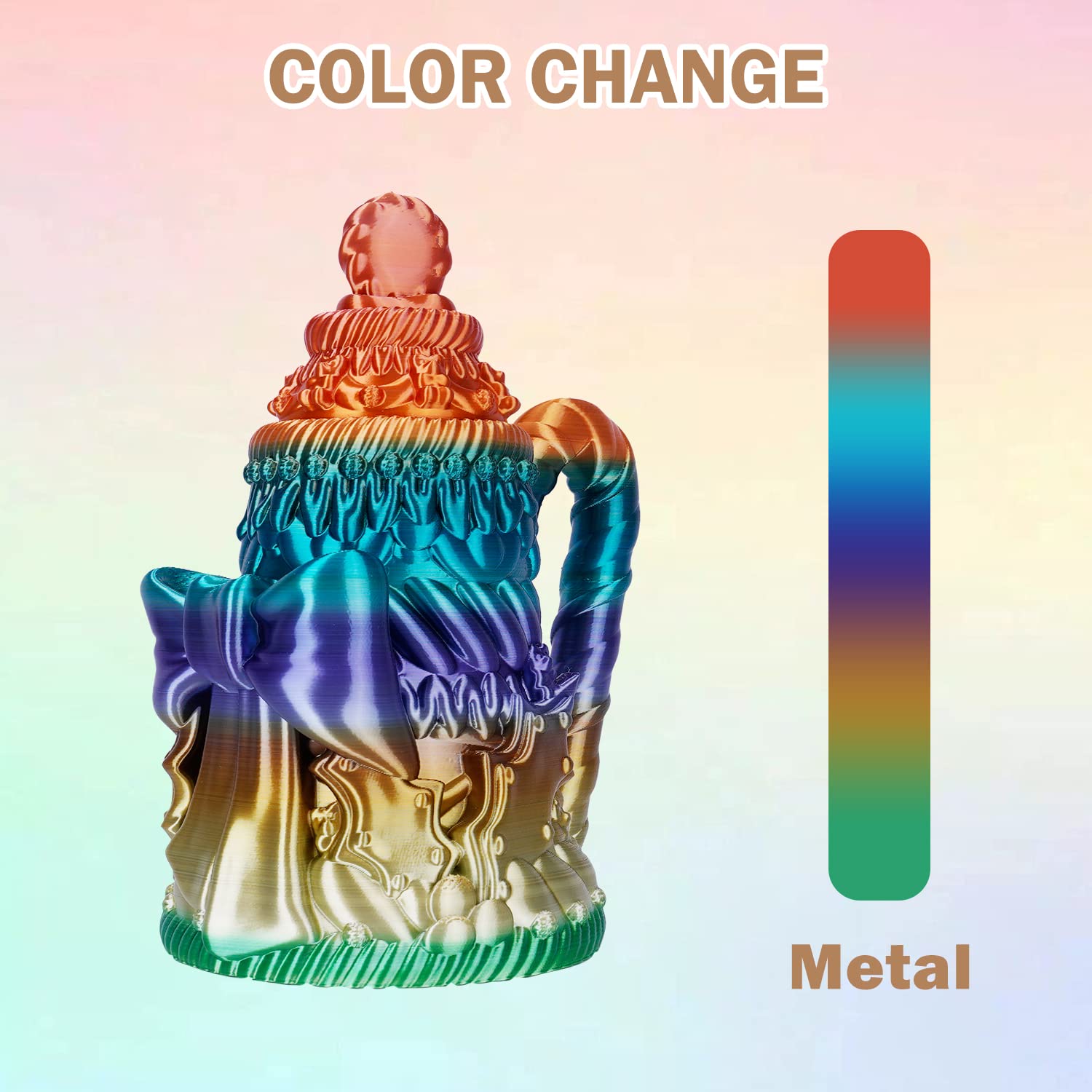 ERYONE 1.75mm Metal Luster Silk Rainbow PLA Filament for 3D Printing - High Precision +/-0.03mm, 1kg (2.2LBS) Spool - Perfect for Cosplay Props, Jewelry & Decorative Models
