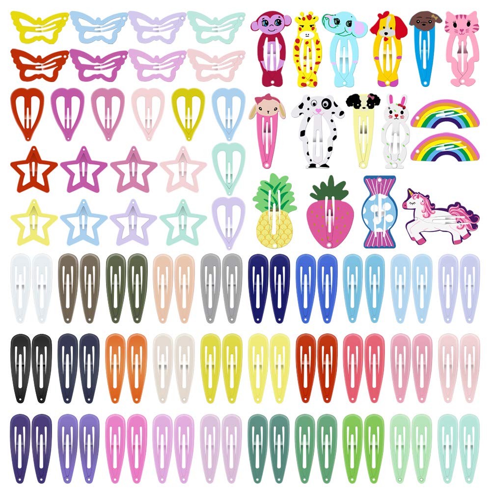 ECADY Colorful Metal Snap Hair Clips for Girls, Toddlers & Kids - 2 Inch, 100pcs - Perfect for School, Parties & Daily Hair Styling
