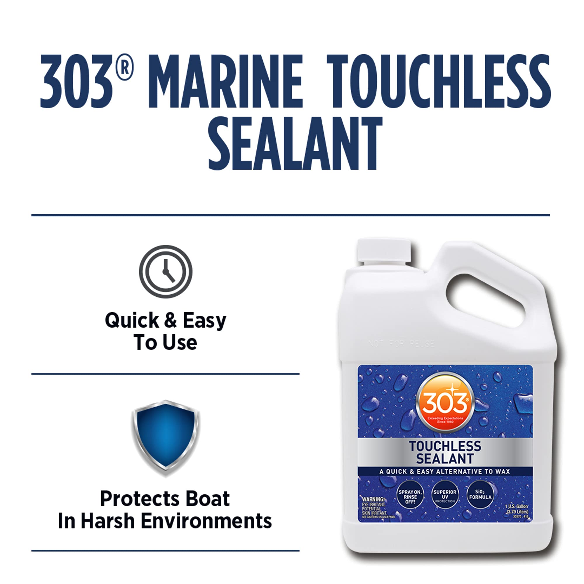 303 Touchless Sealant with SiO2 Technology - Water Activated Paint & Glass Protection Spray - Spray On, Rinse Off, Easy Refill for Trigger Spray Bottles (1 Gallon) - Perfect for Car Detailing, RV & Boat Maintenance, Home Glass Protection