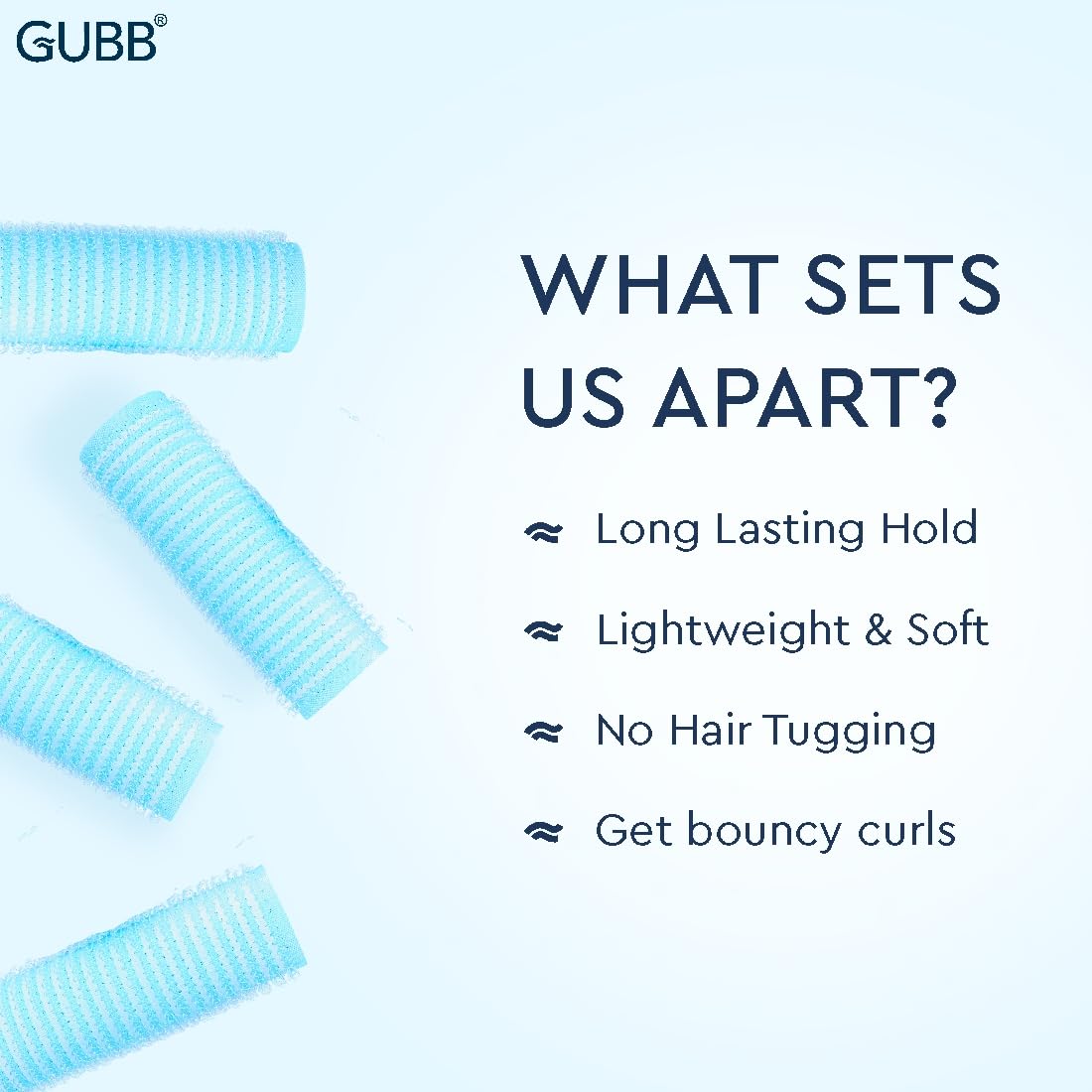 GUBB Self Grip Hair Rollers Set - 6 Large & Small Curling Rollers with Clips for Short & Long Hair | Heatless Curling Tools for Overnight Styling | Perfect for Home, Salon & Wedding Hairstyles