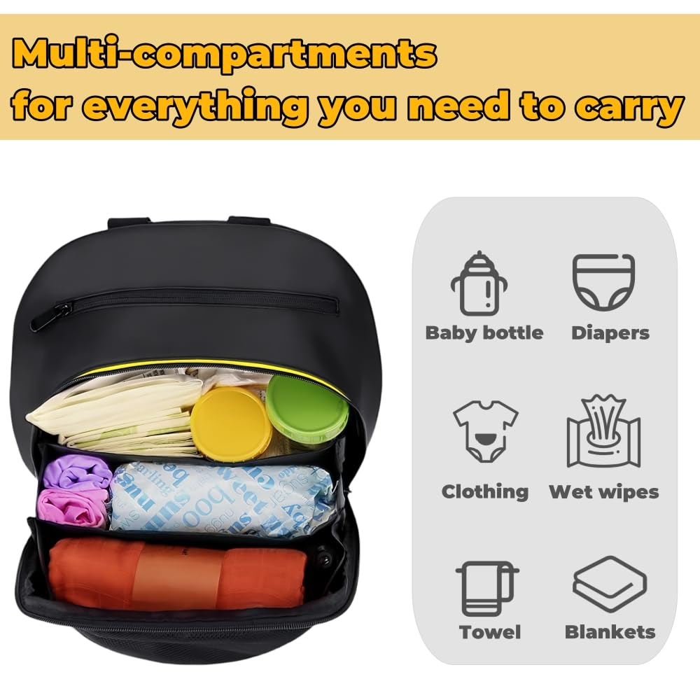 **Waterproof Diaper Backpack for Moms & Dads - Large Capacity Baby Bag with Stroller Straps, Insulated Bottle Pockets & Changing Pad - Perfect for Travel, Daycare & Outings**