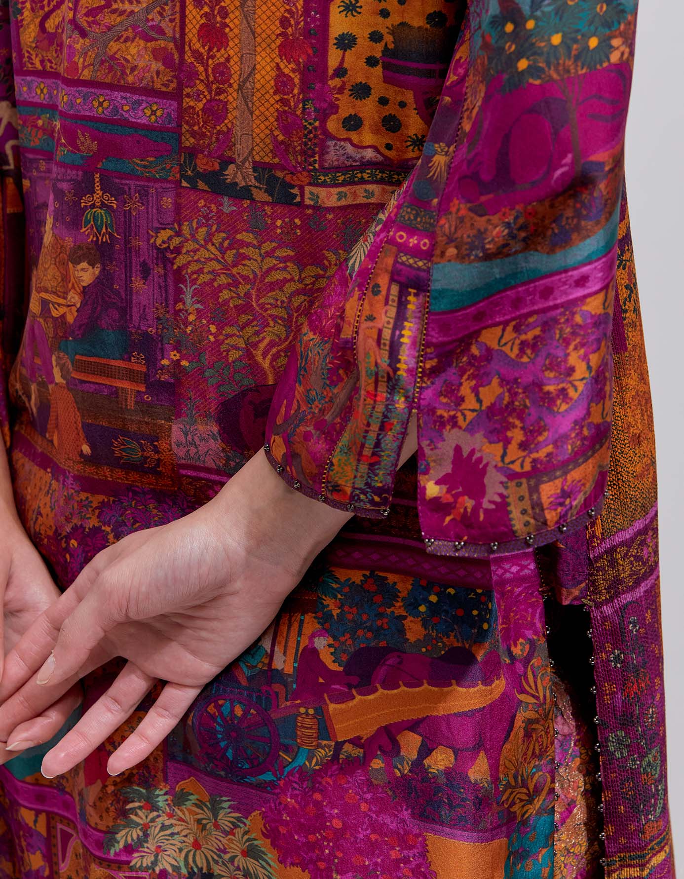 Elegant Purple Silk Pintuck Damini Kurta for Women | Traditional Indian Ethnic Wear | Perfect for Festivals, Weddings & Special Occasions