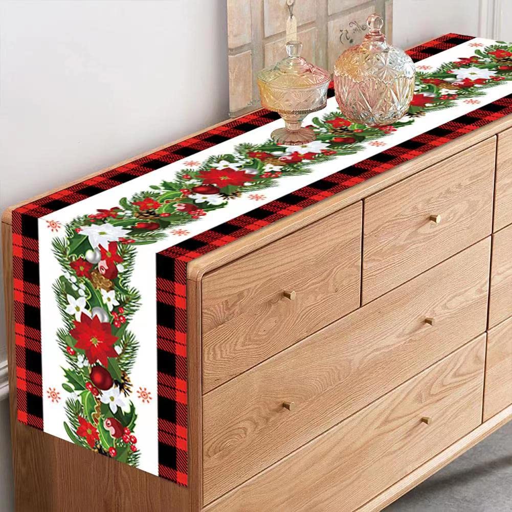 Linen Burlap Christmas Table Runner - 13x70 Inch Holiday Dining Table Decor for Xmas Party, Everyday Use, Indoor & Outdoor - Perfect for Festive Gatherings, Dinner Parties, and Seasonal Home Decor