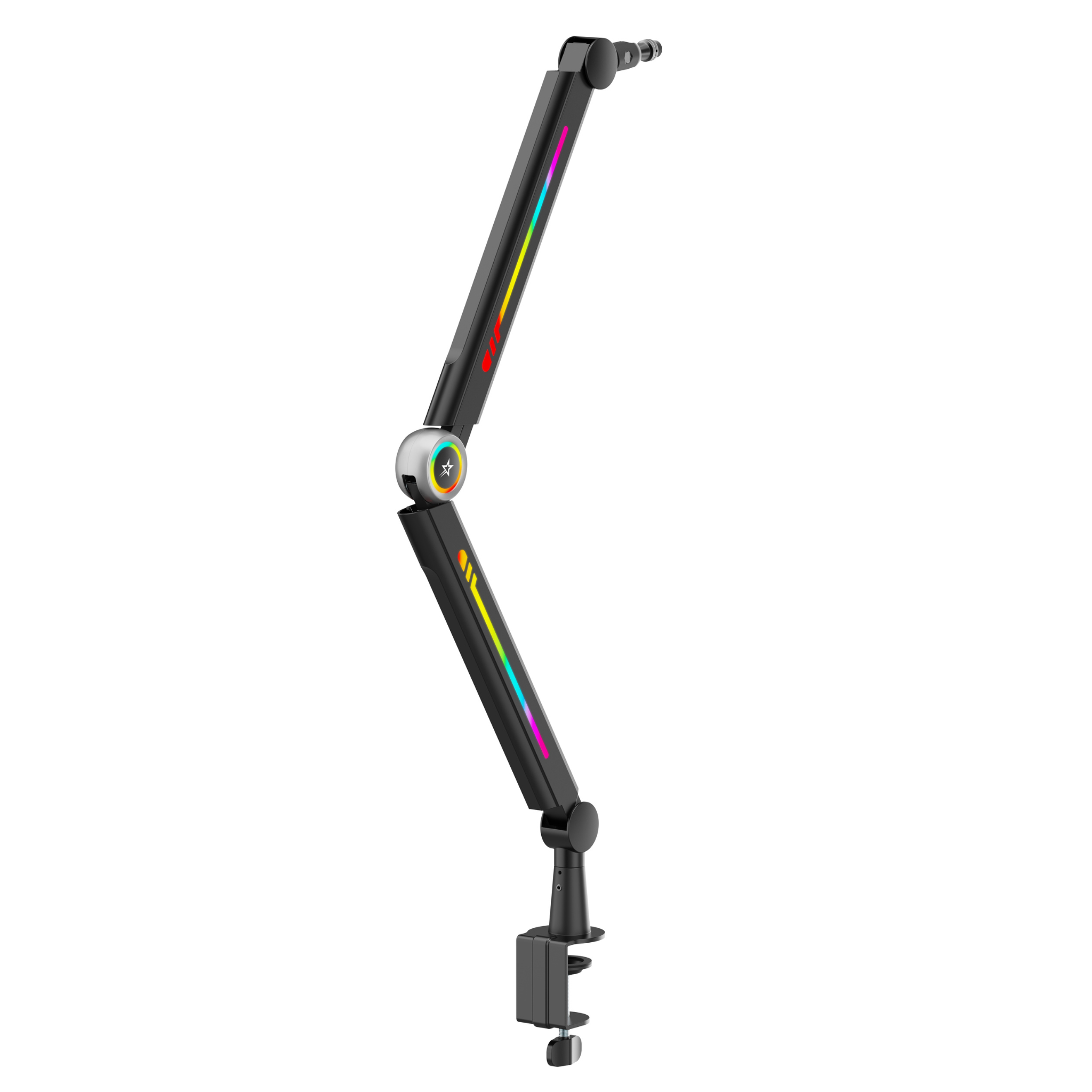 Glint RGB Microphone Arm - Adjustable Boom Stand with Colorful LED Lighting for Streaming, Podcasting & Gaming (Black) | Perfect for Home Studios & Professional Setups