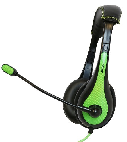 Avid AE 36 On-Ear Stereo Headphones with Built-in Microphone - Green | Perfect for Gaming, Online Classes & Remote Work
