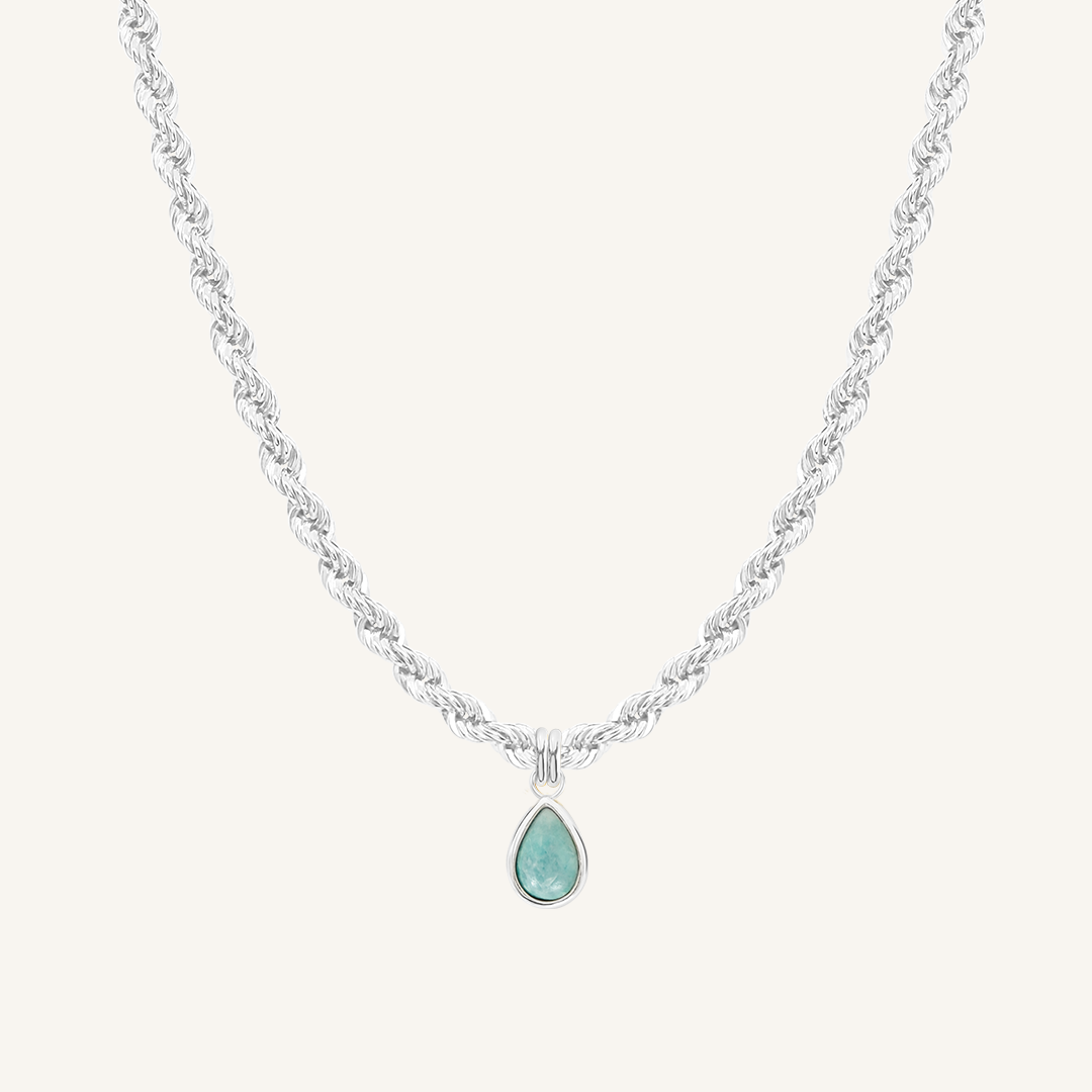 Amazonite Gemstone Charm Necklace for Women - Healing Crystal Jewelry for Positive Energy & Stress Relief - Perfect for Meditation, Yoga & Spiritual Gifts