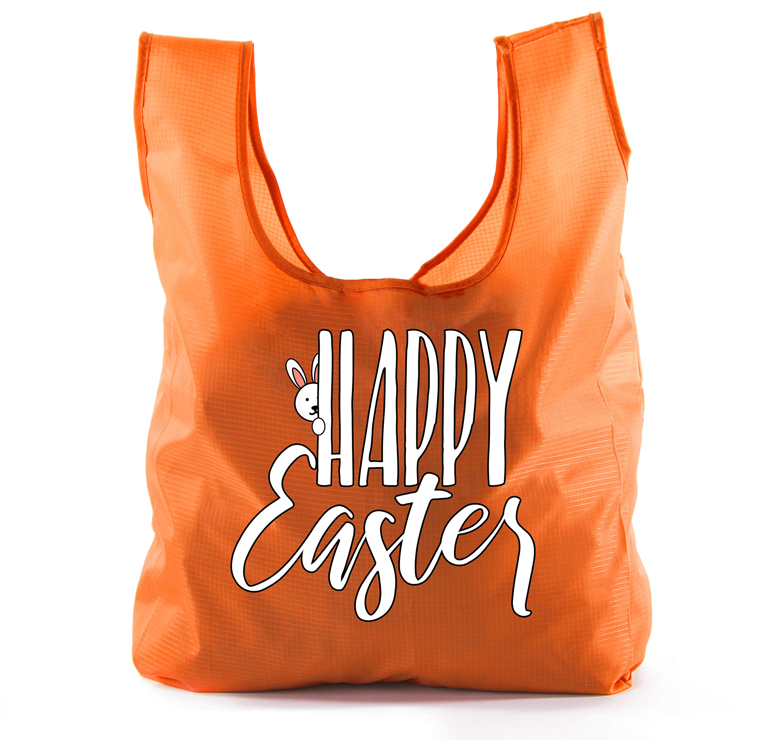 Easter Basket Bags Bulk 10-Pack - Reusable Grocery Tote Bags for Easter Egg Hunt - Peeking Bunny Design - Orange CA2650EasterDTG S2 - Perfect for Easter Parties, Spring Celebrations & Kids' Egg Hunt Activities
