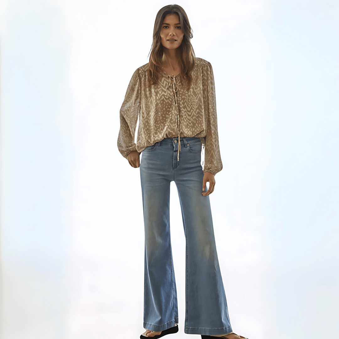 Emilia Tie Neck Top - Women's Elegant Blouse Made in USA | Perfect for Office Wear, Date Night & Special Occasions