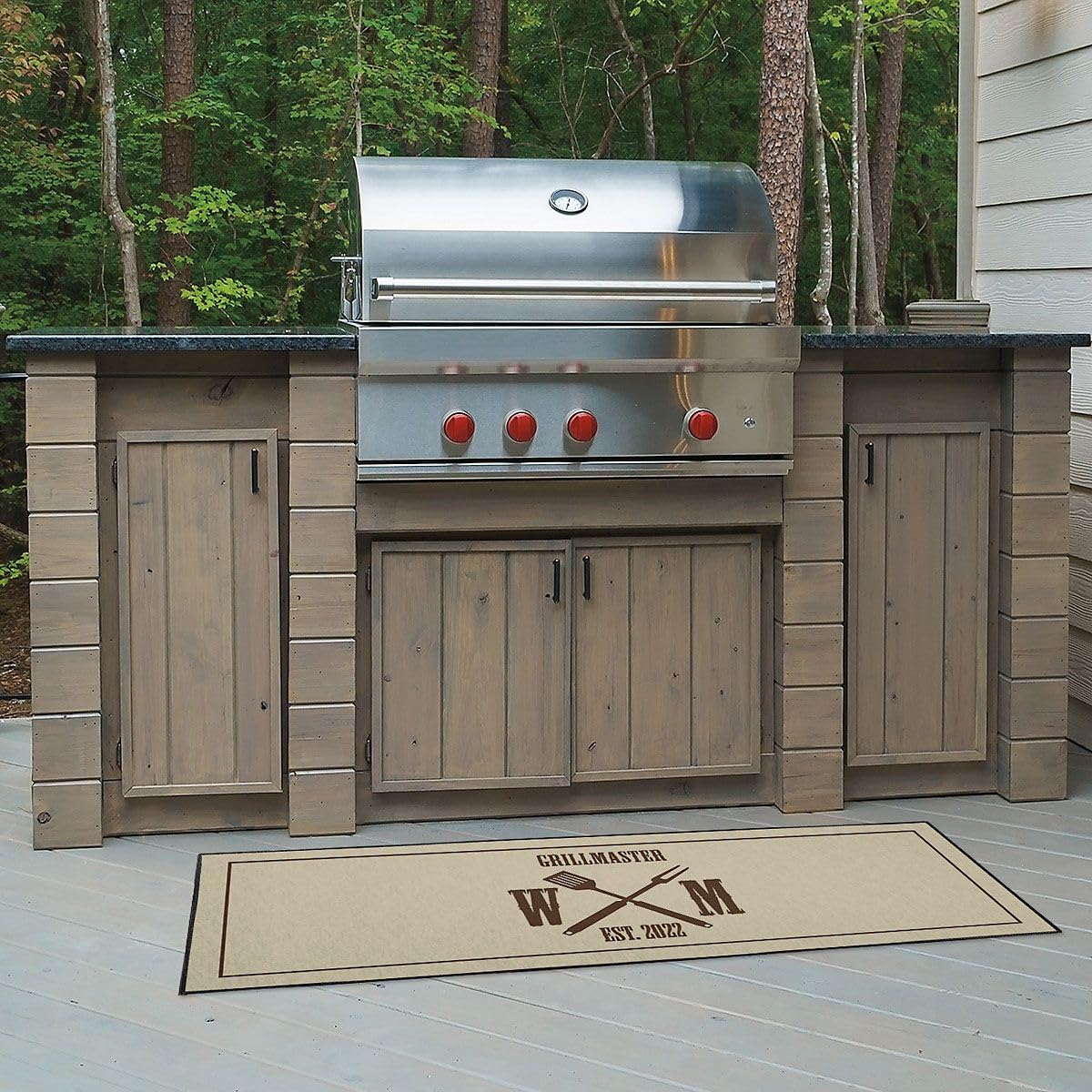 Lillian Vernon Grillmaster Personalized Grill Mat - Non-Slip Poly Pad for Outdoor Cooking, 23