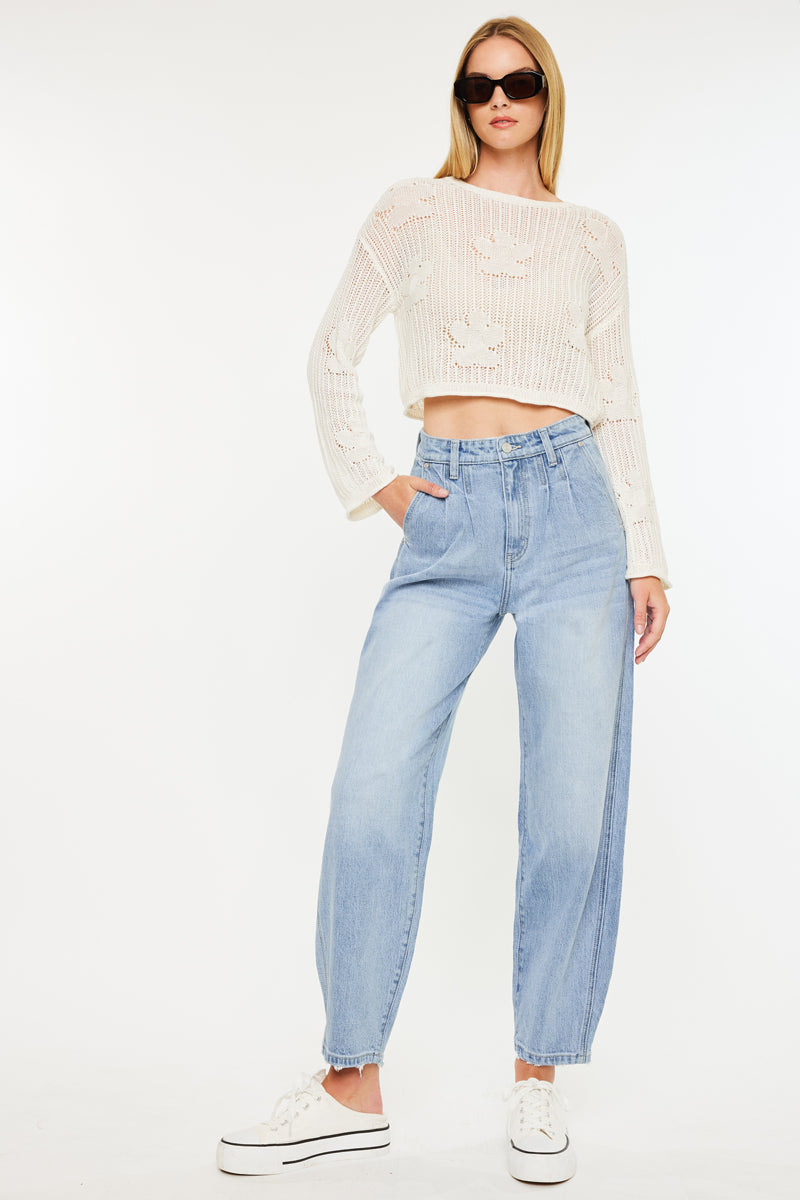 Rea Ultra High Rise Wide Tapered Fit Jeans for Women - Stretchy Denim Pants with Comfortable Waistband - Perfect for Casual Wear, Office Outfits and Night Out