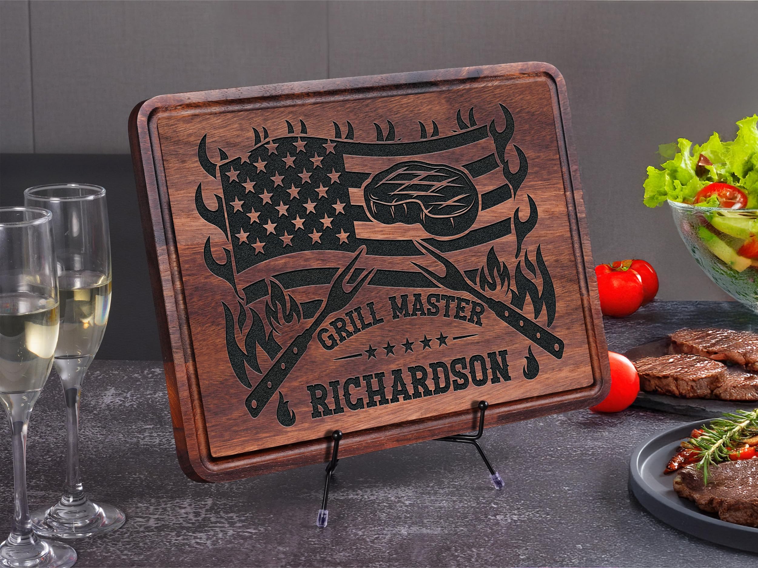 Custom Personalized Grill Cutting Board - Unique Christmas & Father's Day Gifts for Men, Dad & Grandpa - Perfect for BBQ, Grilling & Outdoor Cooking