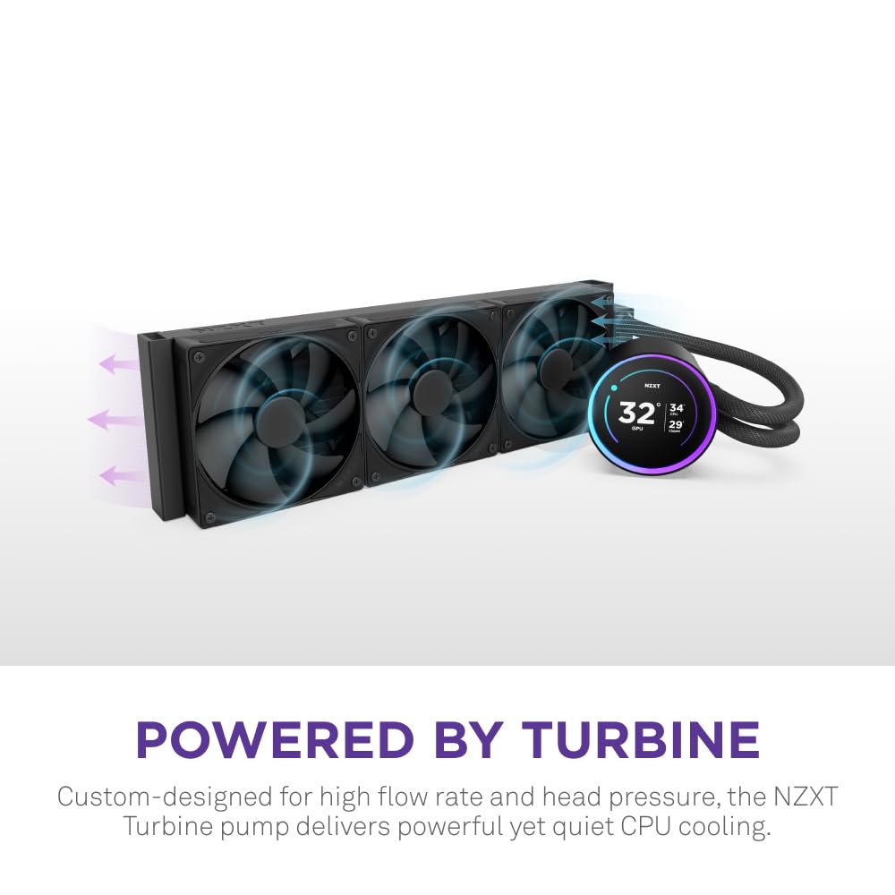 NZXT Kraken Elite 360 (2024) AIO Liquid CPU Cooler - 360mm Radiator with 3 F120P Fans - Customizable 2.72