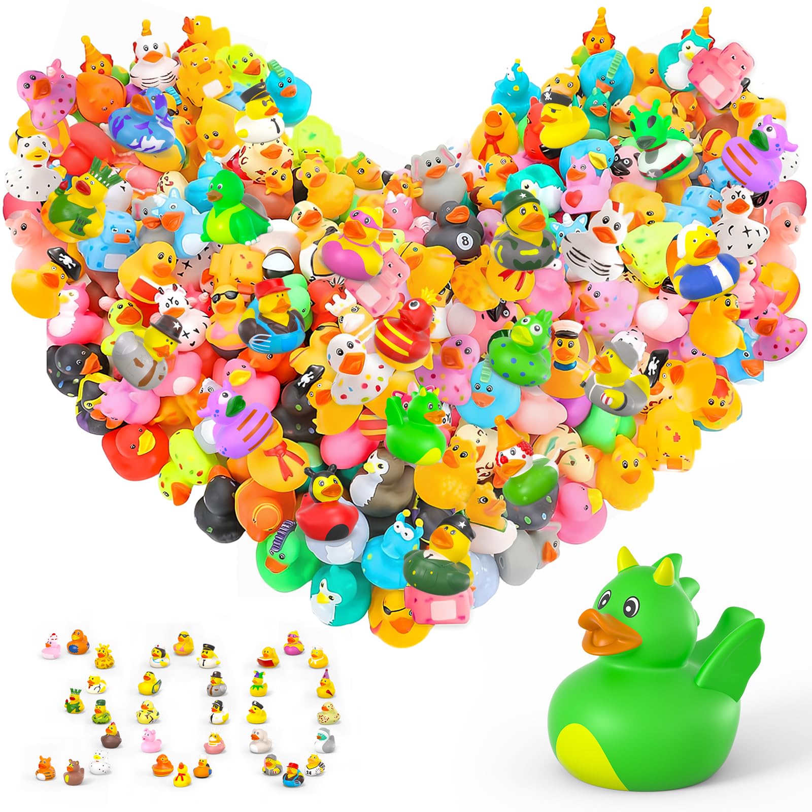 300 Pcs Multicolor Rubber Duck Toys - Jeep Ducks for Ducking, Mini Bath & Pool Toys for Toddlers & Kids, Fun Birthday Party Gifts - Perfect for Bathtime, Pool Parties, Baby Showers & Duck-Themed Events