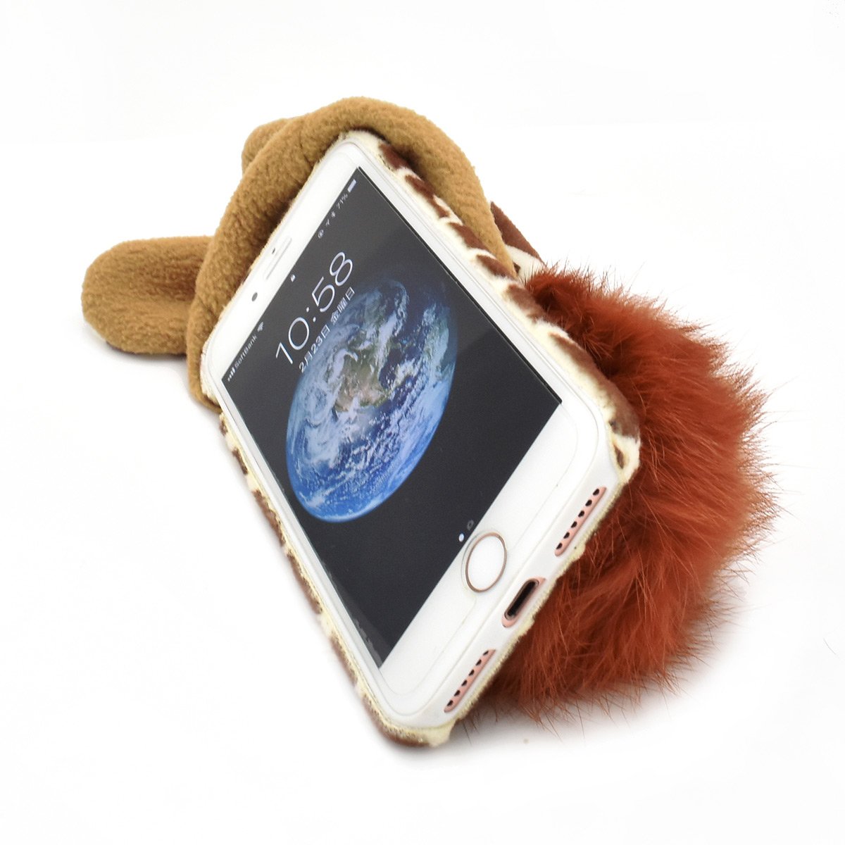 Fluffy Rabbit Fur iPhone 7/8 Case with Tail - Cute Animal Design Protective Cover for iPhone 7 & iPhone 8 - Perfect for Cosplay, Costume Parties & Unique Fashion Style