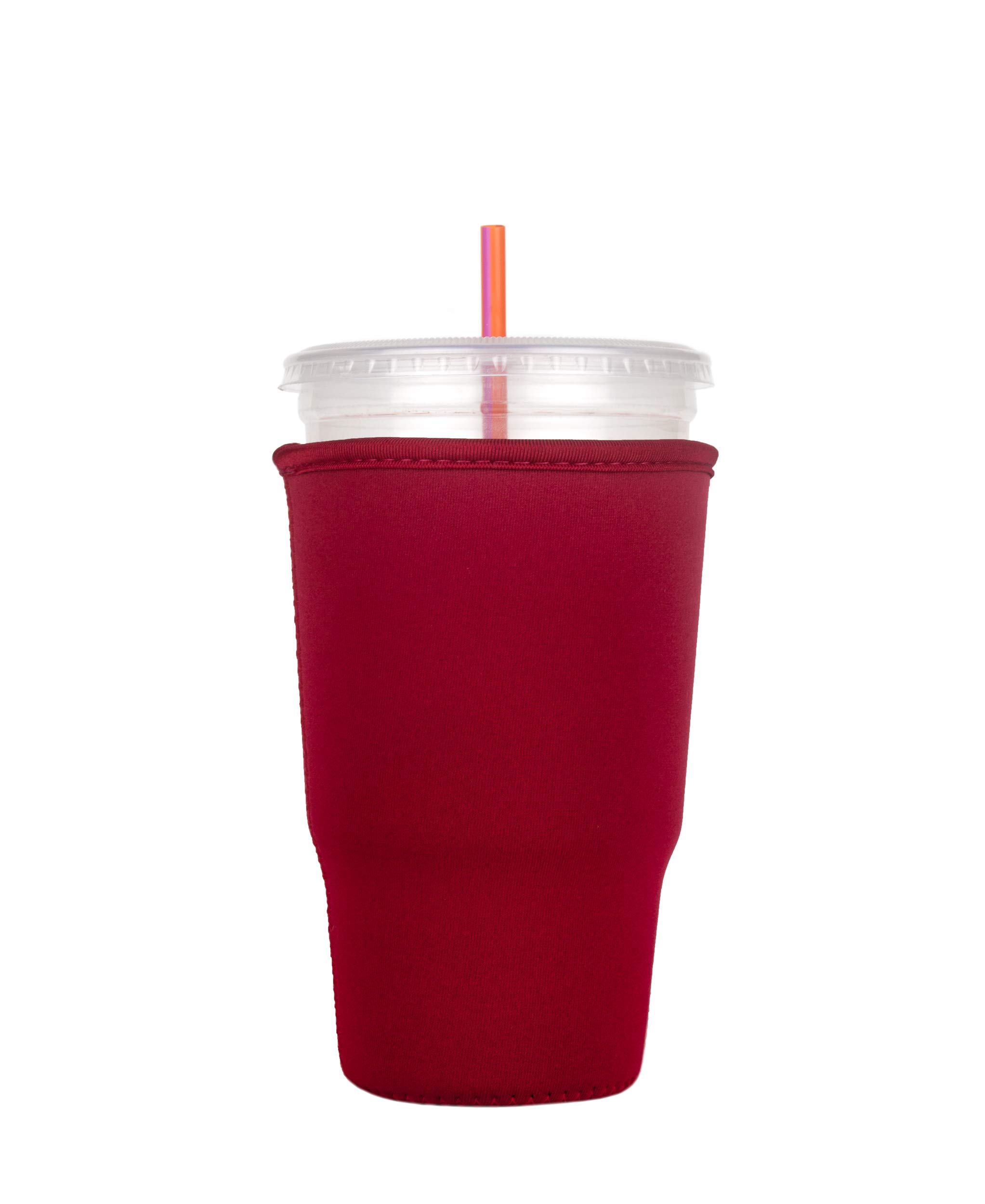 **Reusable Neoprene Coffee Cup Sleeve for Iced Beverages - Large Insulator Sleeve for Hot & Cold Drinks (Red) - Perfect for Coffee Shops, Travel & Office Use**