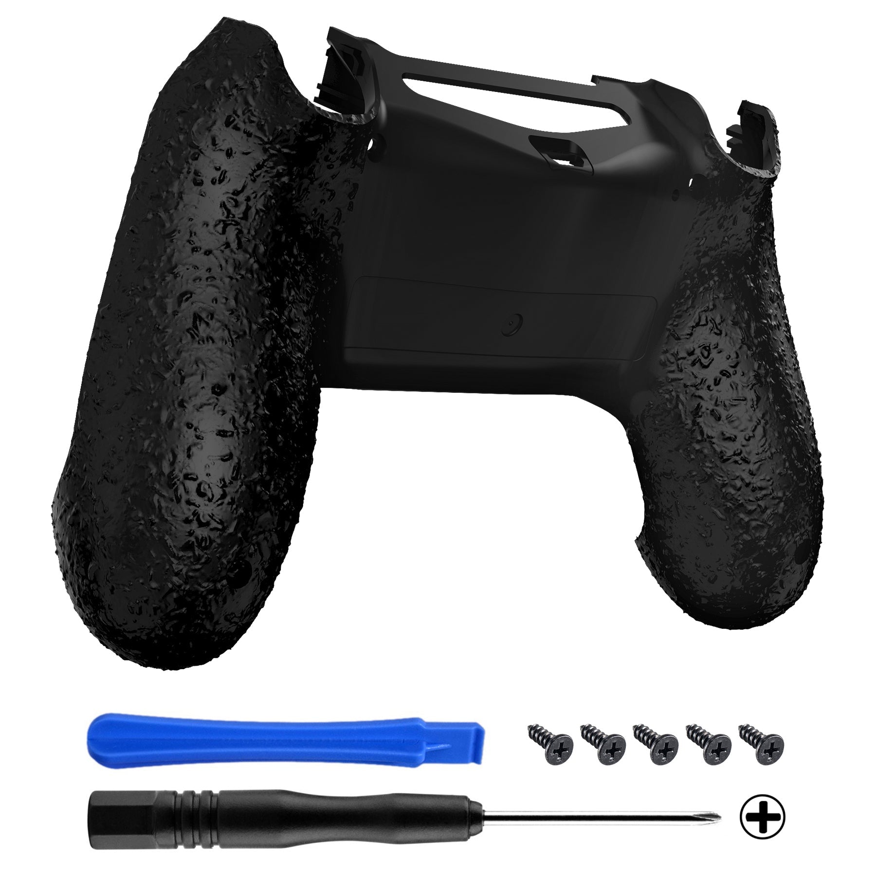 eXtremeRate Replacement Bottom Shell for PS4 Slim Pro Controller (CUH ZCT2 JDM 040/050/055) - Textured Black | Durable Gaming Accessory for Enhanced Grip & Comfort | Perfect for PS4 Controller Repair & Customization