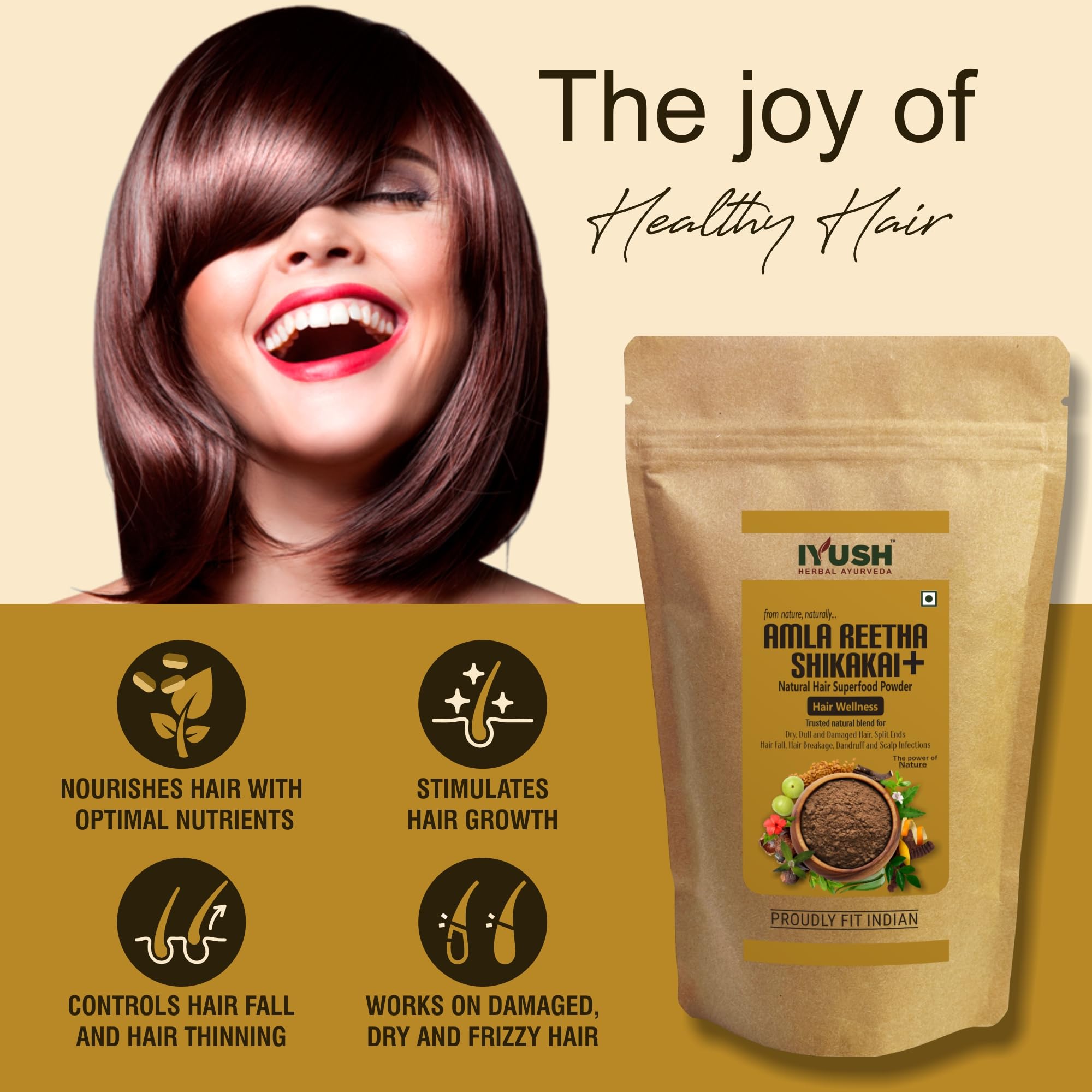 IYUSH Ayurvedic Herbal Hair Powder with Amla, Reetha & Shikakai - 13 Natural Herbs for Hair Growth & Volume (900g) | Hair Mask, Wash & Treatment for Dry, Damaged Hair | Perfect for DIY Hair Care & Scalp Nourishment at Home
