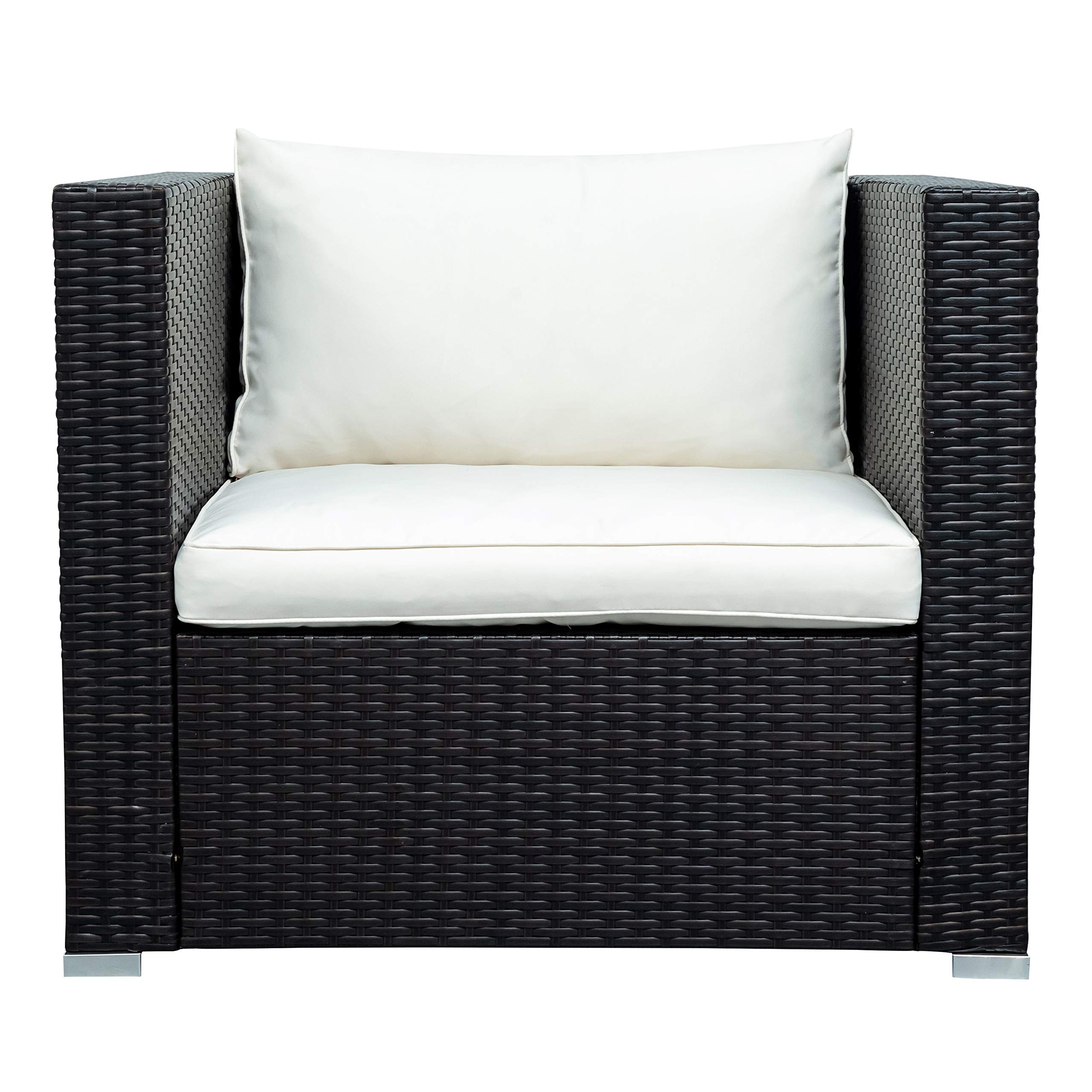 **Merax 8-Piece Patio Furniture Set - All-Weather PE Rattan Outdoor Sectional Sofa with Cushions, Ottoman & Coffee Table - Brown & Beige - Perfect for Backyard, Garden, or Poolside Relaxation**