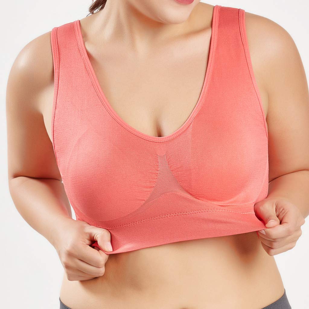 Women's Plus Size Sports Bras - Ultra-Thin Full Coverage Yoga Bra for Fitness & Workouts - Breathable Support for Running, Gym, Pilates (Orange, XXXXXL)