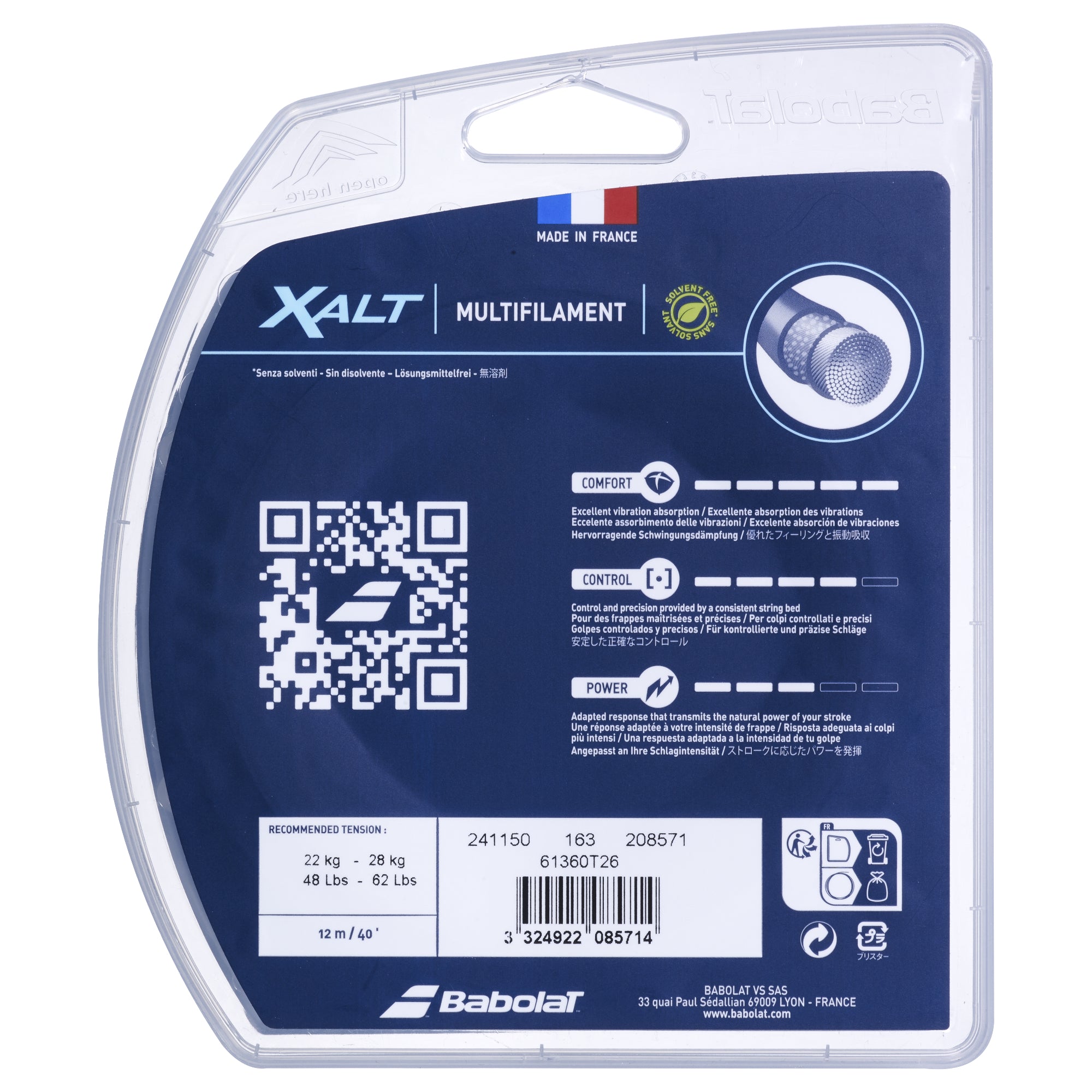 Babolat Xalt Tennis String - High Performance Polyester String for Control & Durability | Perfect for Competitive Play & Advanced Players