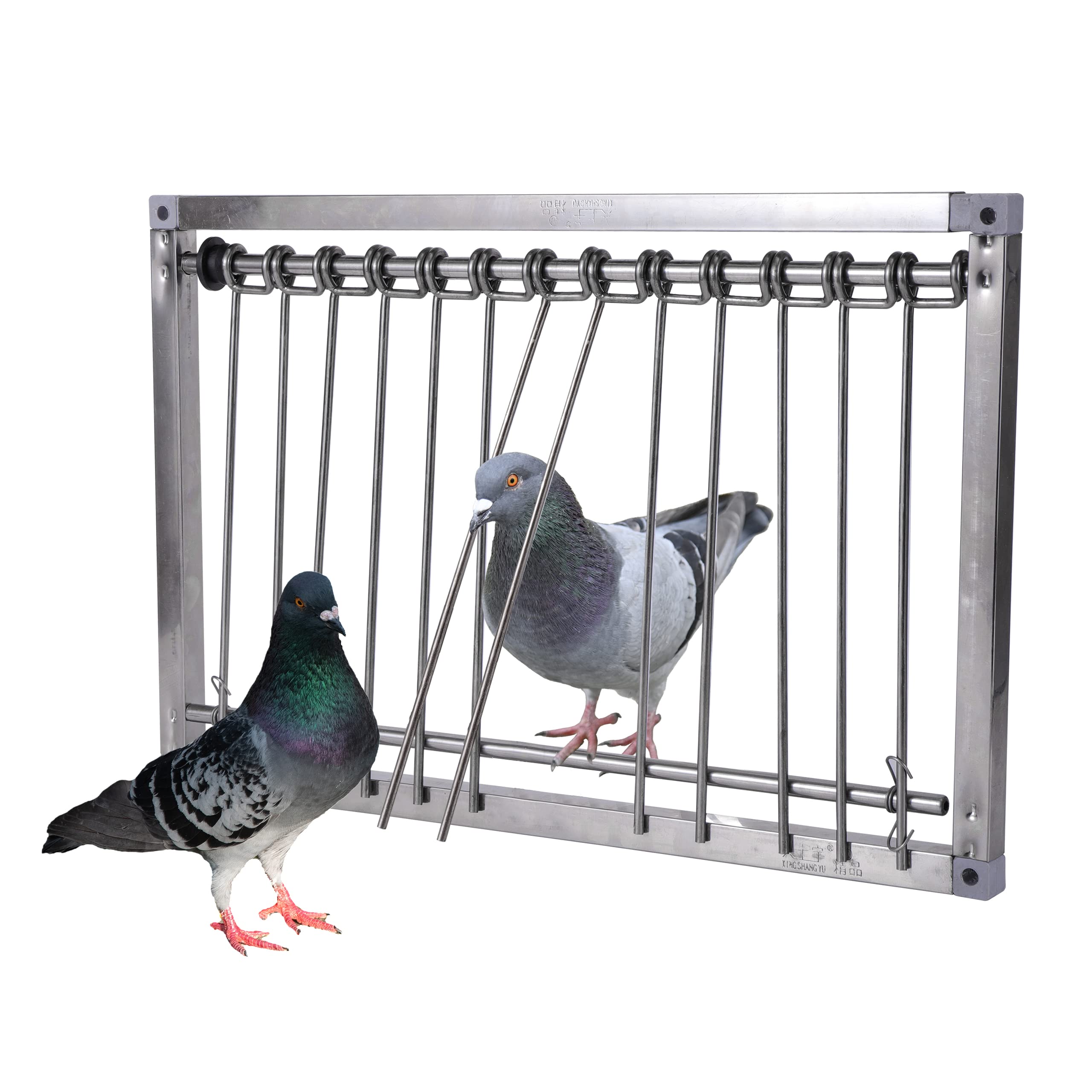 Stainless Steel Pigeon Trap Door - 39 x 26cm Bird Cage Entrance with U-Trap for Pigeons & Birds - Durable Wire Bars Frame for Bird Houses & Coops - Perfect for Pigeon Keeping, Bird Watching & Backyard Aviaries