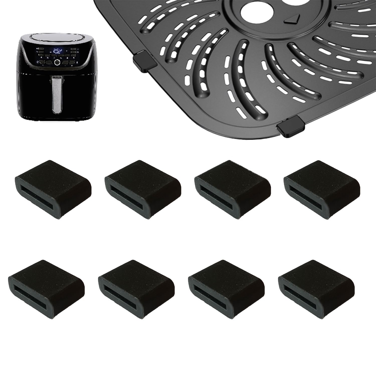 8PCS Air Fryer Rubber Bumpers for PowerXL Vortex Pro 8QT/4QT/6QT - Upgraded Silicone Feet, Side Parts & Stoppers - Non-Slip Protection for Countertops - Perfect for Kitchen Safety & Stability While Cooking