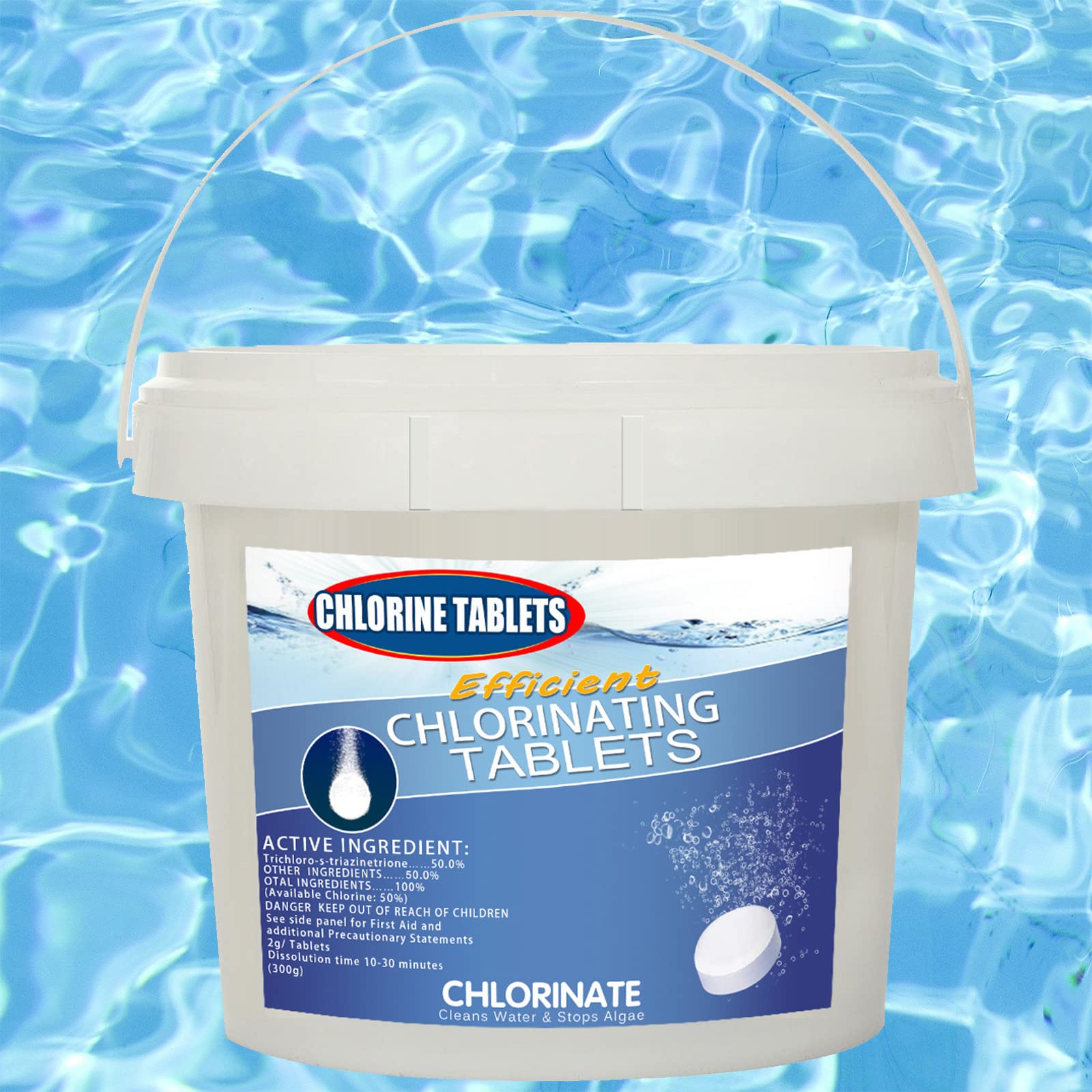 Chlorine Tablets for Small Pool - 300g/150pcs Chlorinating Tablets for Above Ground Pools, Spa & Hot Tub Maintenance - Keep Your Swimming Pool Clean & Crystal Clear