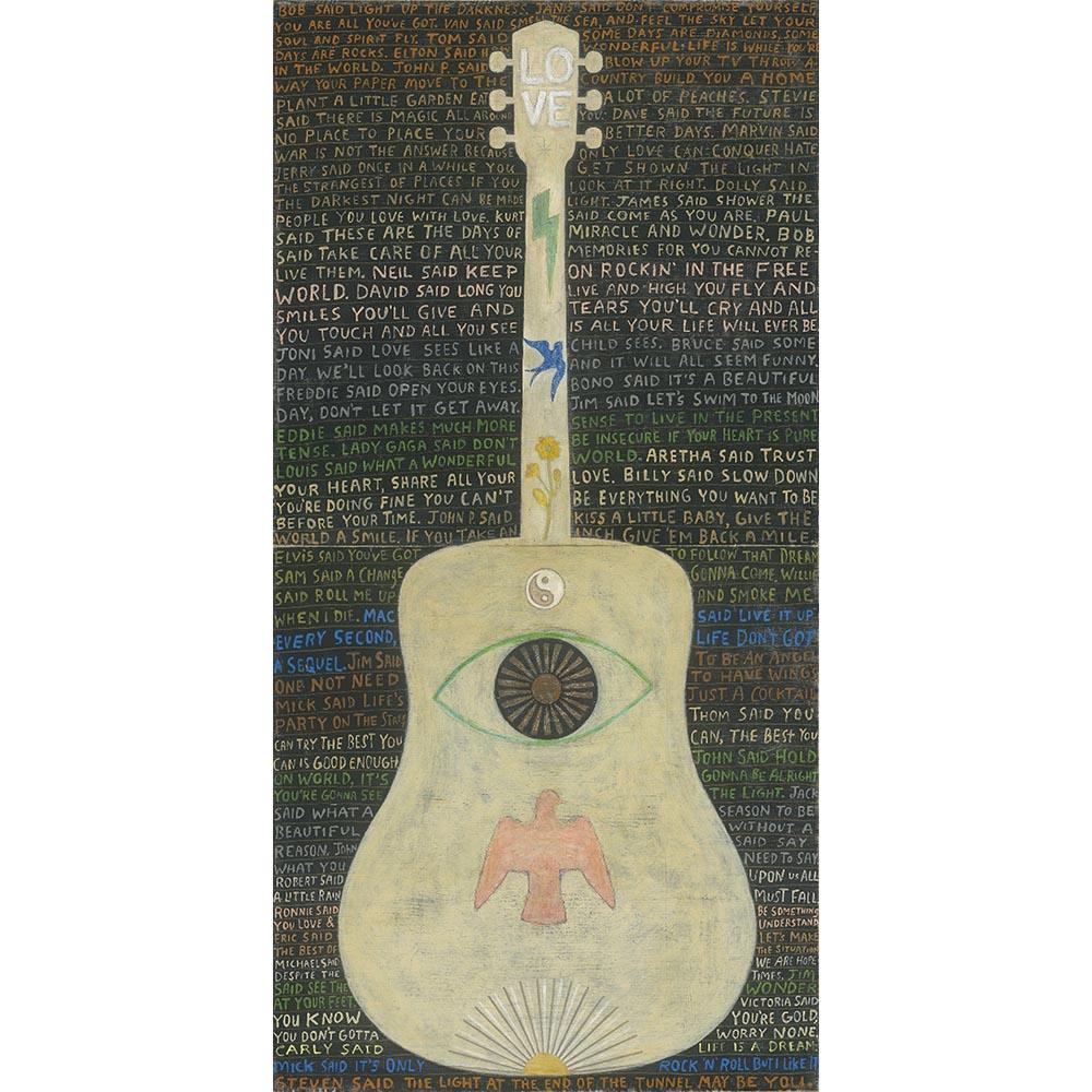 Vertical Guitar (Legends #2) Art Print - Vintage Music Wall Decor for Home, Office & Studio - Perfect for Musicians & Music Lovers