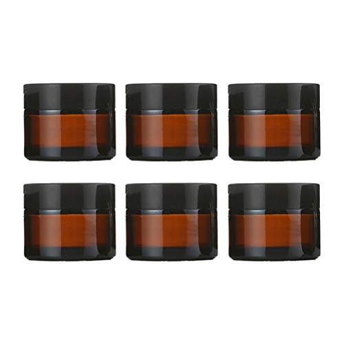 6Pcs Empty Glass Makeup Bottles Set - 15g Brown & Black Lip Cream Containers for Cosmetics Storage & Travel - Perfect for DIY Skincare, Makeup Artists, and Beauty Enthusiasts (Ideal for Home, Salon & On-the-Go Use)