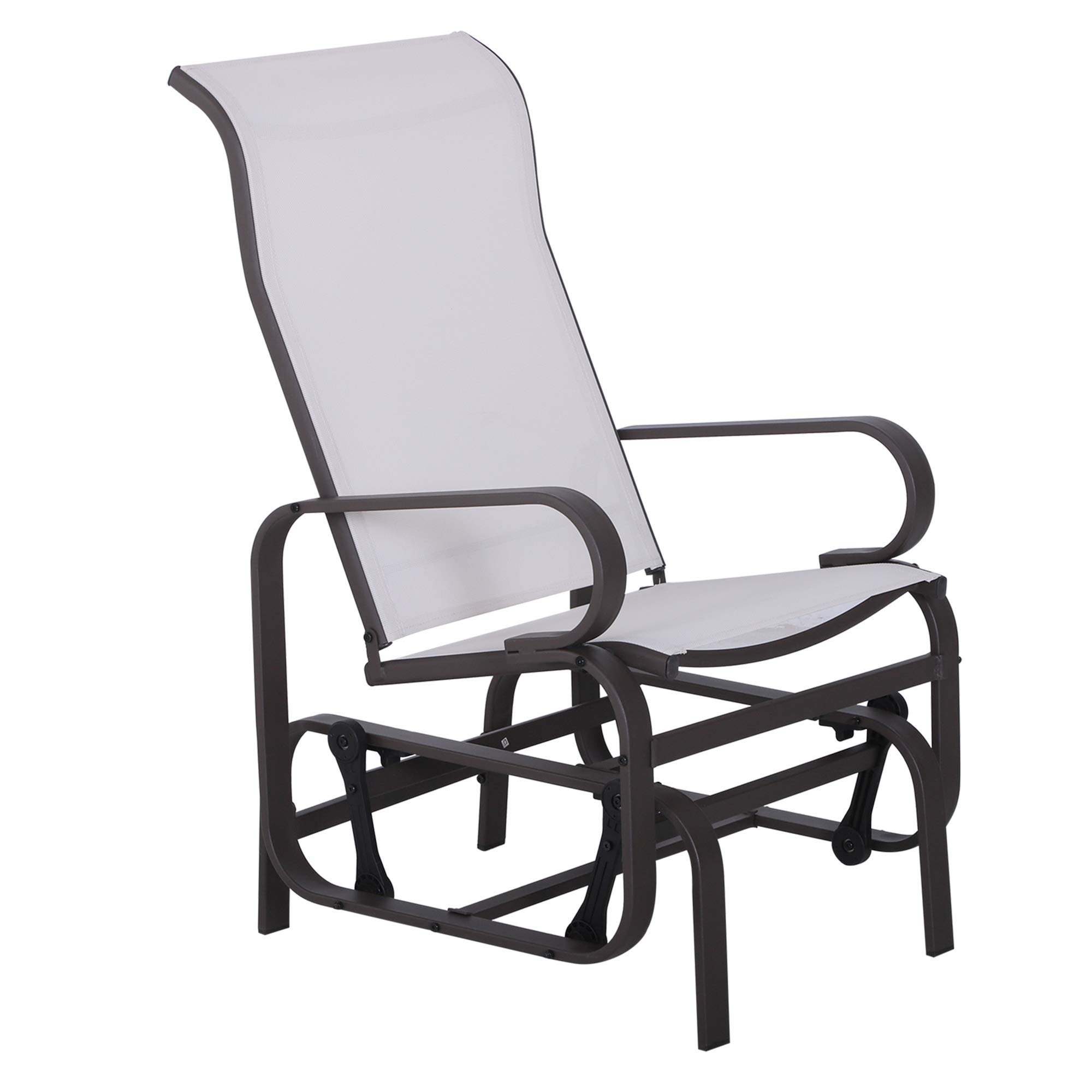 Outsunny Outdoor Glider Chair - Patio Rocking Chair with Smooth Swing Motion, Lightweight Durable Design for Backyard, Garden & Deck - Beige Comfort Seating for Relaxing & Lounging