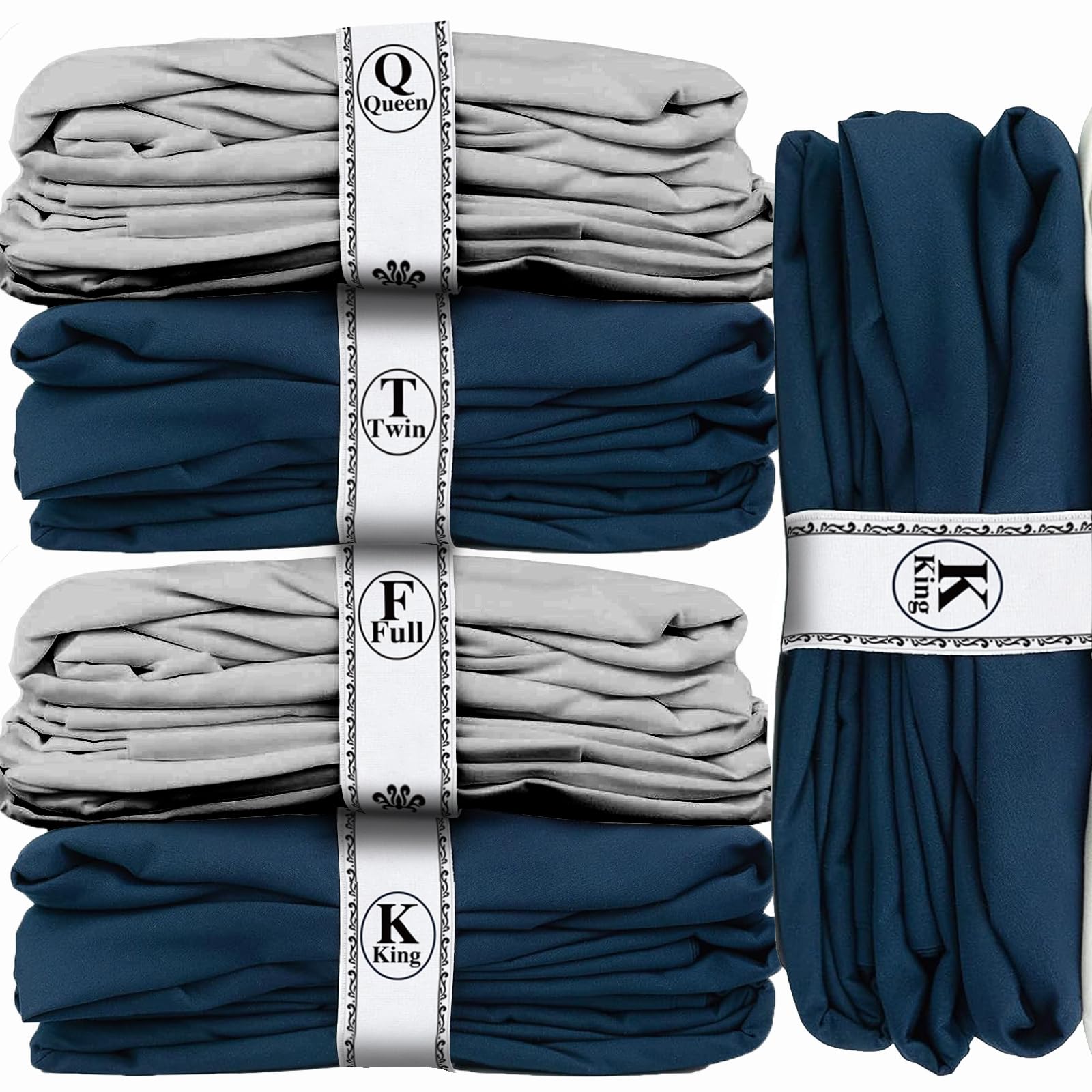 Upgraded 6-Pack Elastic Bed Sheet Organizer Bands - Closet Storage Labels for Bedding, Linens & Sheets - Perfect for Home Organization & Space Saving in Closets, Drawers & Shelves