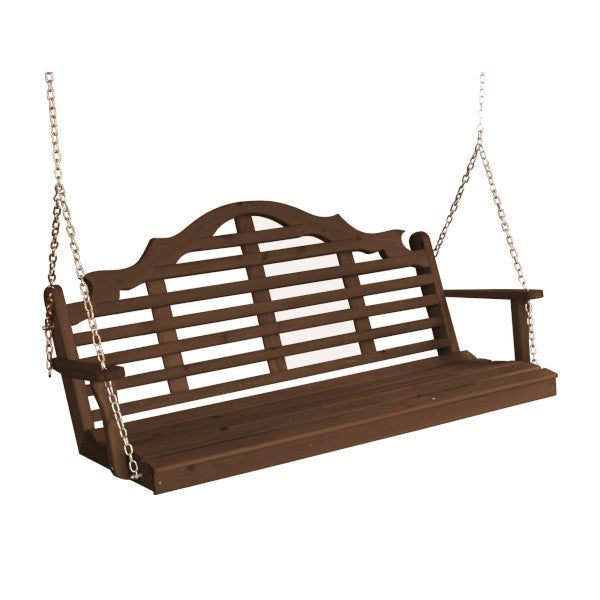 Premium Marlboro Red Cedar Wood Porch Swing - Outdoor Patio Hanging Chair for Garden, Backyard & Relaxation