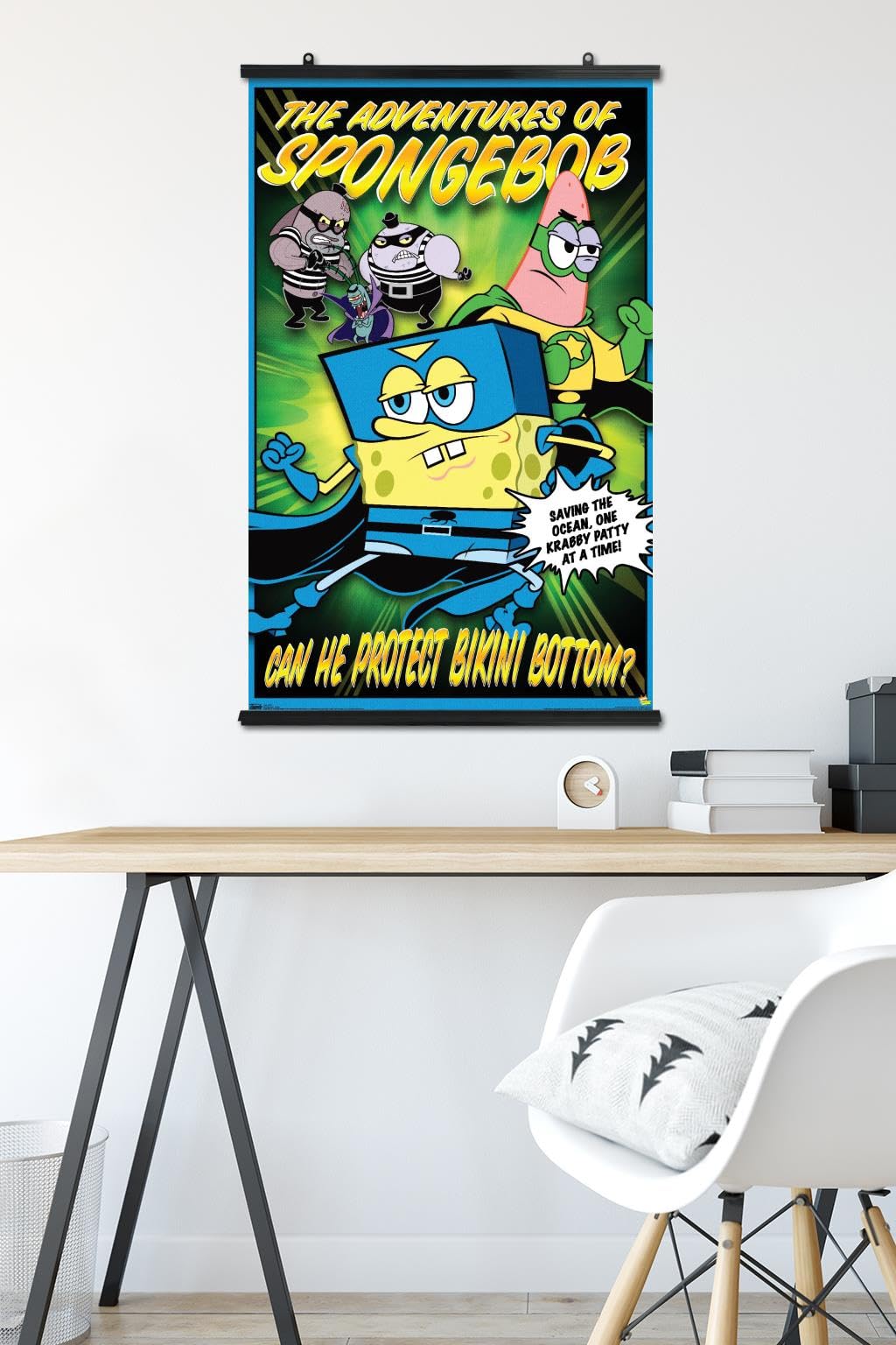 Trends International Nickelodeon SpongeBob SquarePants Funny Wall Poster - 22.375x34 Inch Premium Poster & Clip Bundle for Kids Room Decor, Classroom, or Office