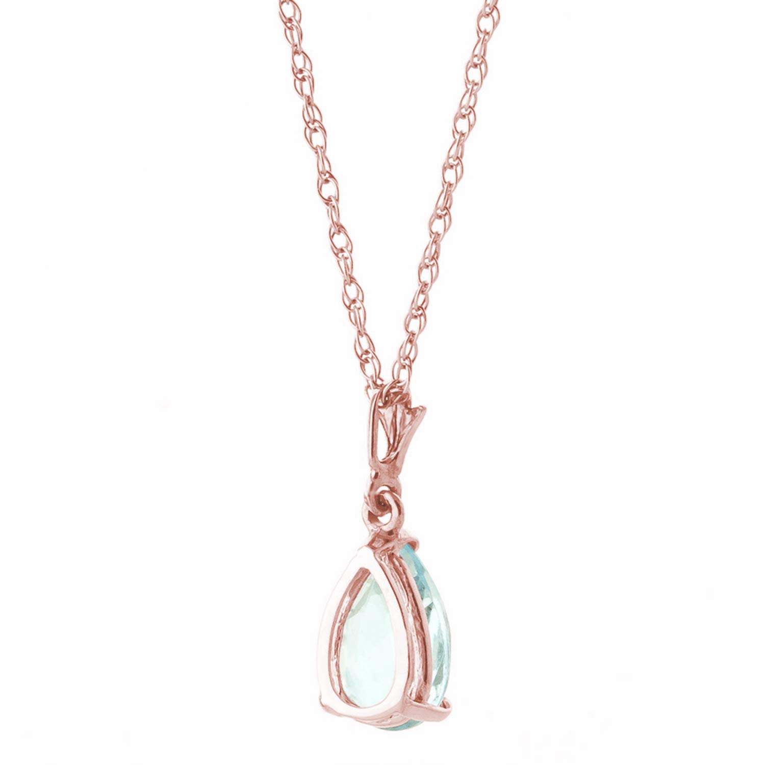 14K Yellow, White & Rose Gold Pear-Shaped Aquamarine Pendant Necklace | Galaxy Gold GG | Elegant Drop Necklace for Women | Perfect for Weddings, Anniversaries & Special Occasions