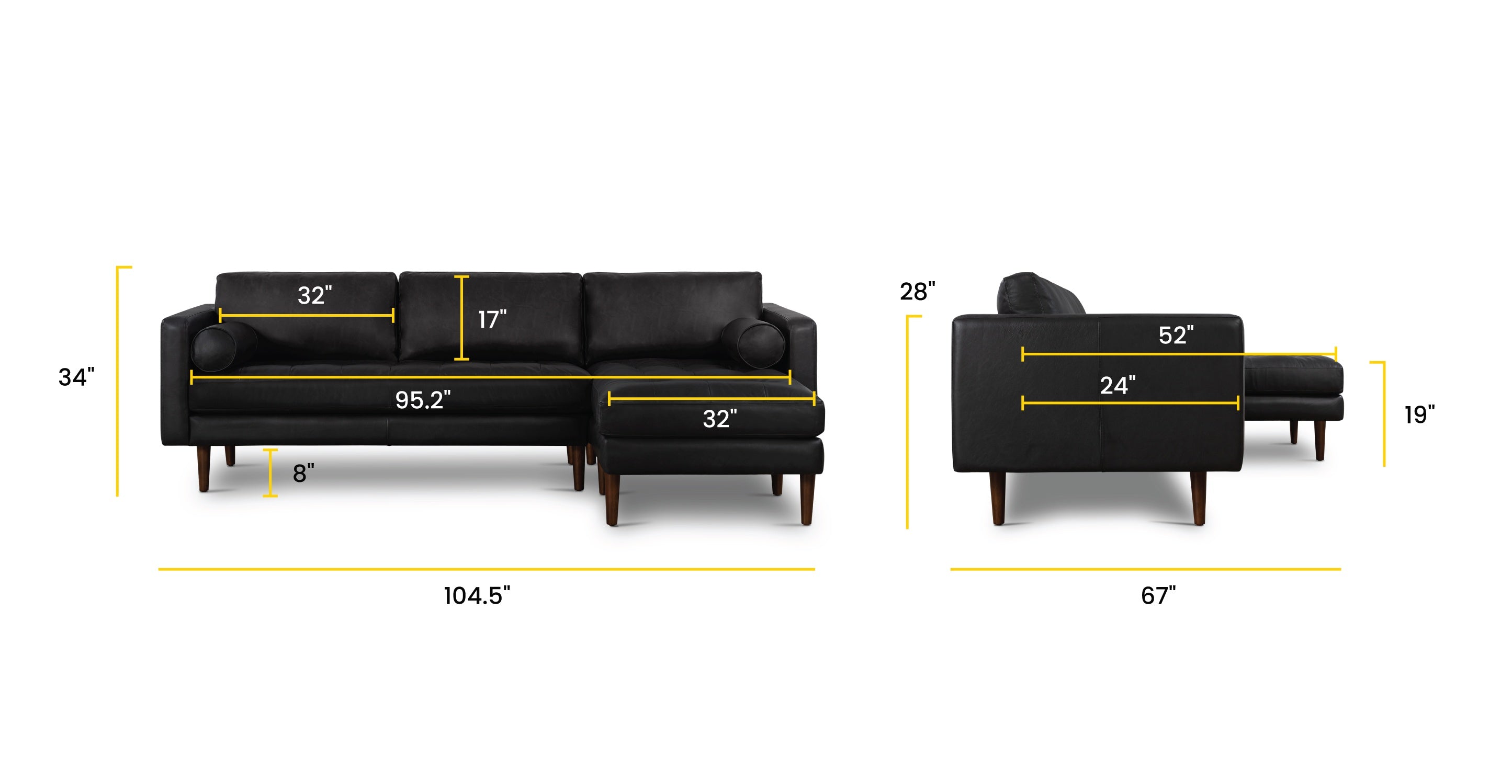 Napa Right Facing Sectional Sofa - Modern L-Shaped Couch for Living Room, Family Room & Home Theater | Comfortable Upholstered Furniture with Premium Fabric