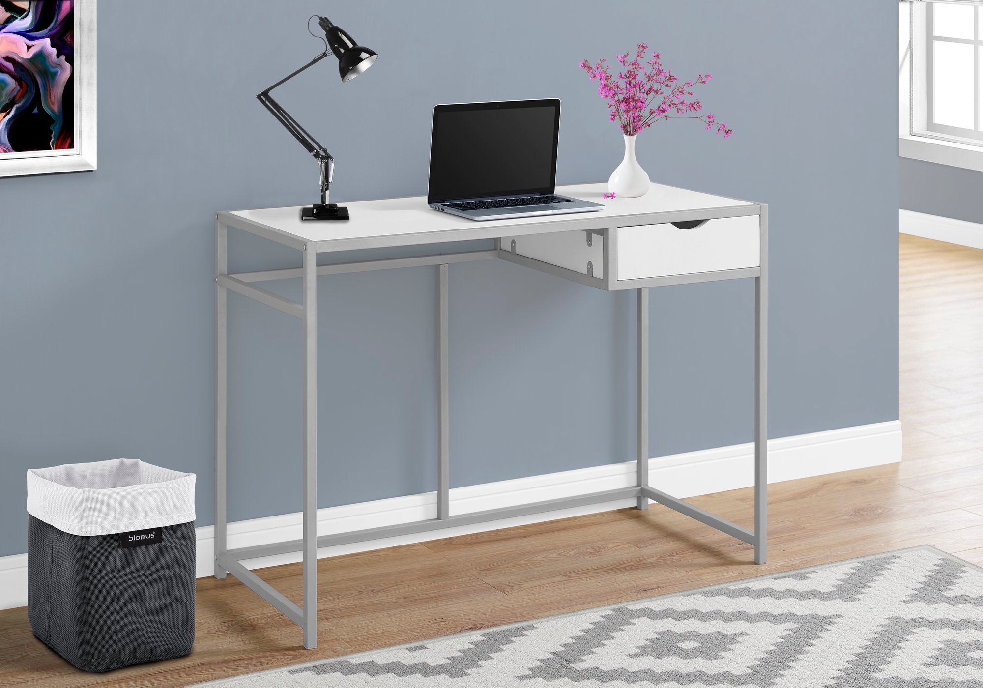 42L White & Silver Metal Office Series Storage Cabinet - Perfect for Organizing Files, Supplies & Office Essentials